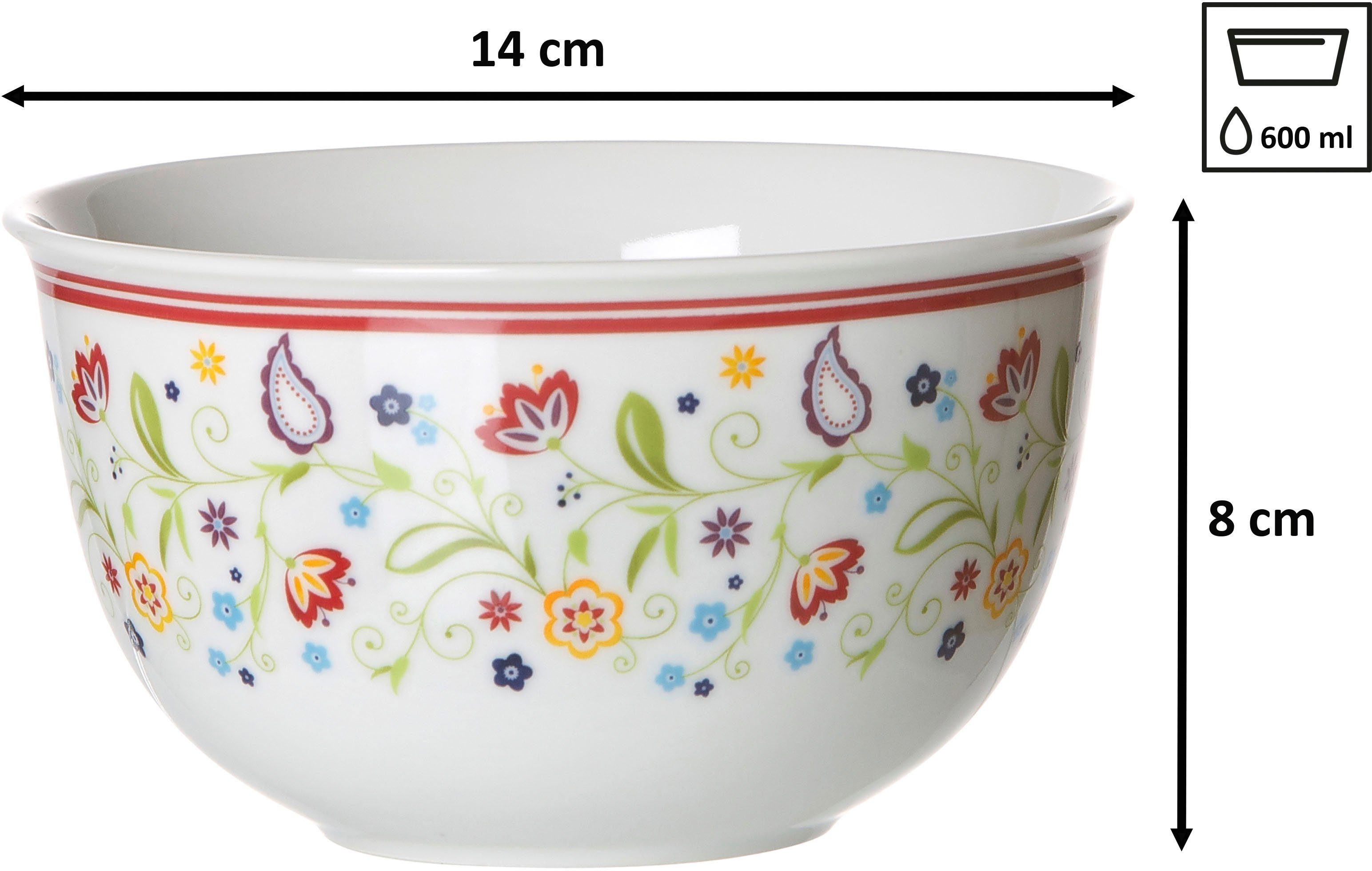Ritzenhoff & Breker Mueslischaaltje Doppio Shanti, Servies, paisley-bloemen decor (set, 6-delig)