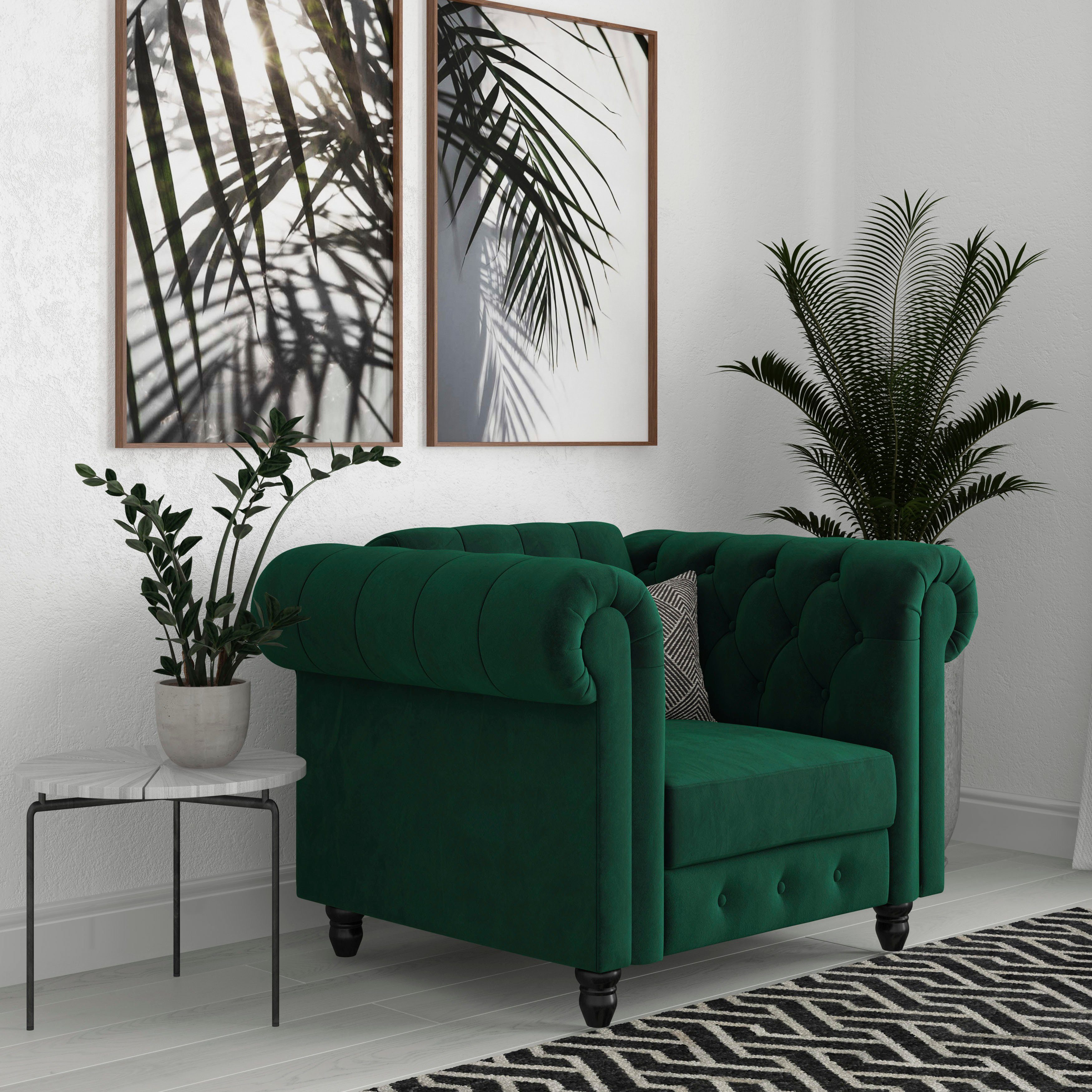 Dorel Home Chesterfield-fauteuil Felix met rugleuning 3-voudig verstelbaar, benen massief hout, zithoogte 46 cm