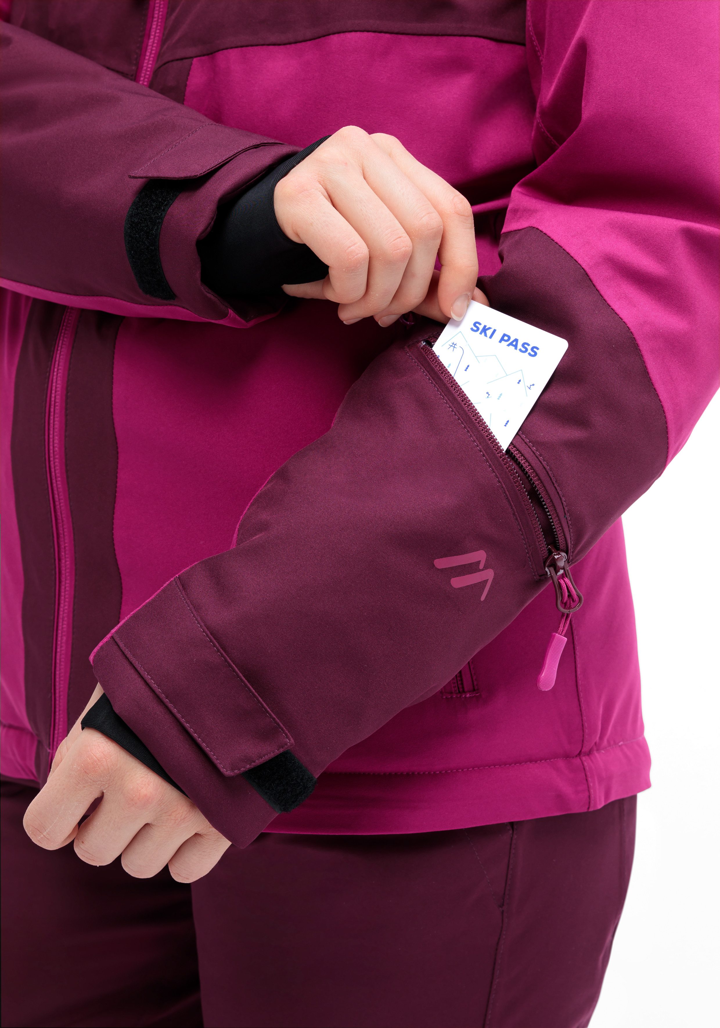 Maier Sports Ski-jack Ina Dames winterjack waterdicht 5 ritszakken en capuchon regular fit