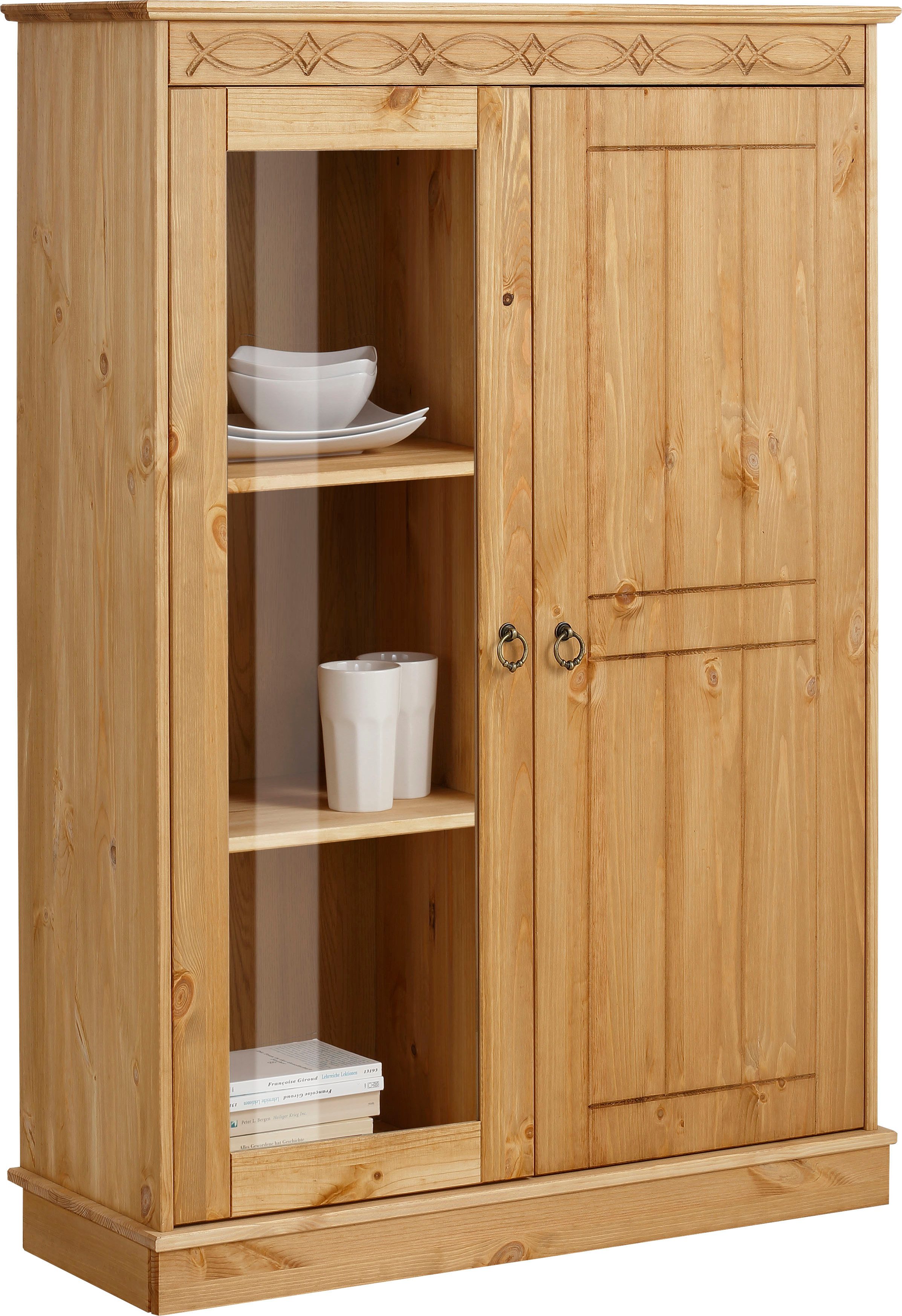 Home affaire Highboard Indra Vitrine, breedte 85 cm, van massief grenen