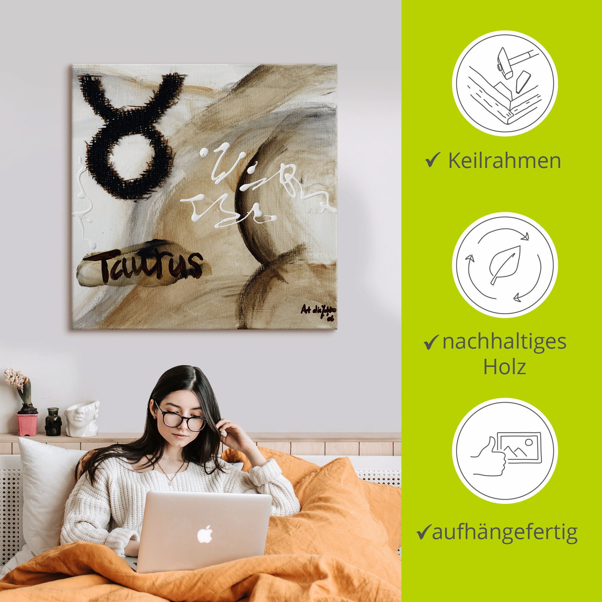 Artland Artprint Stier als artprint op linnen, poster in verschillende formaten maten