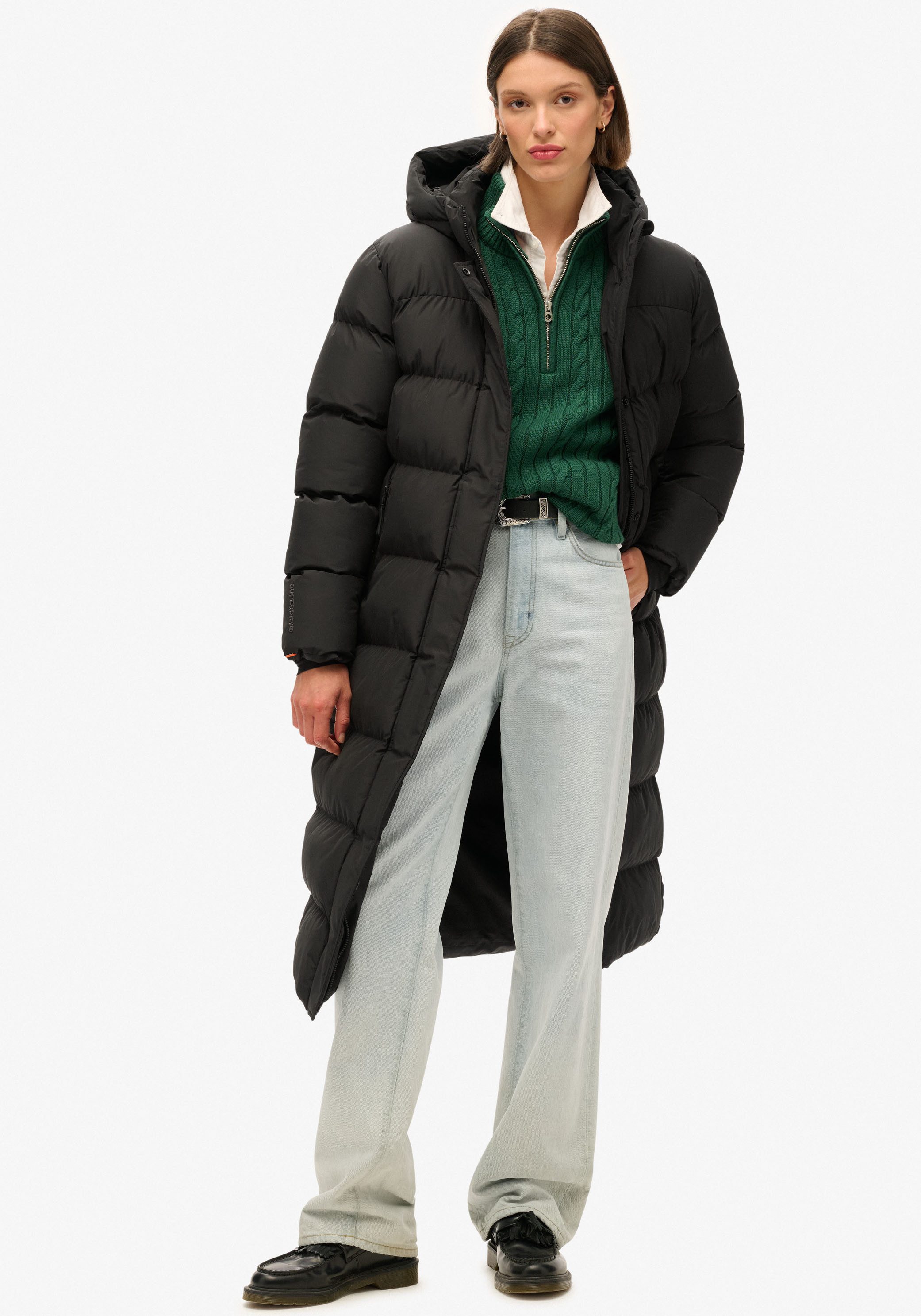 Superdry Gewatteerde jas HOODED LONGLINE SPORTS PUFFER