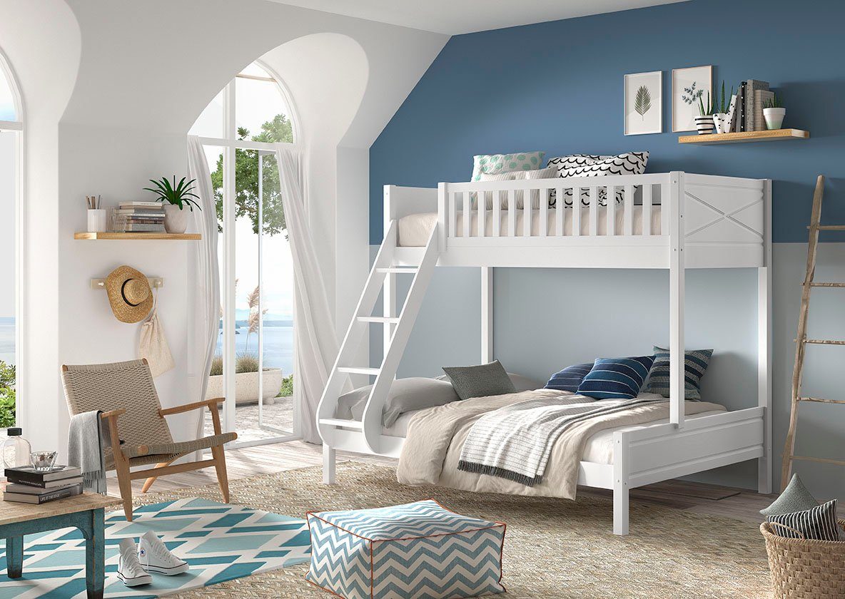 Vipack Stapelbed Scott, massief dennenhout, stevig gebouwd, Made in Europe, landhuis-uitstraling