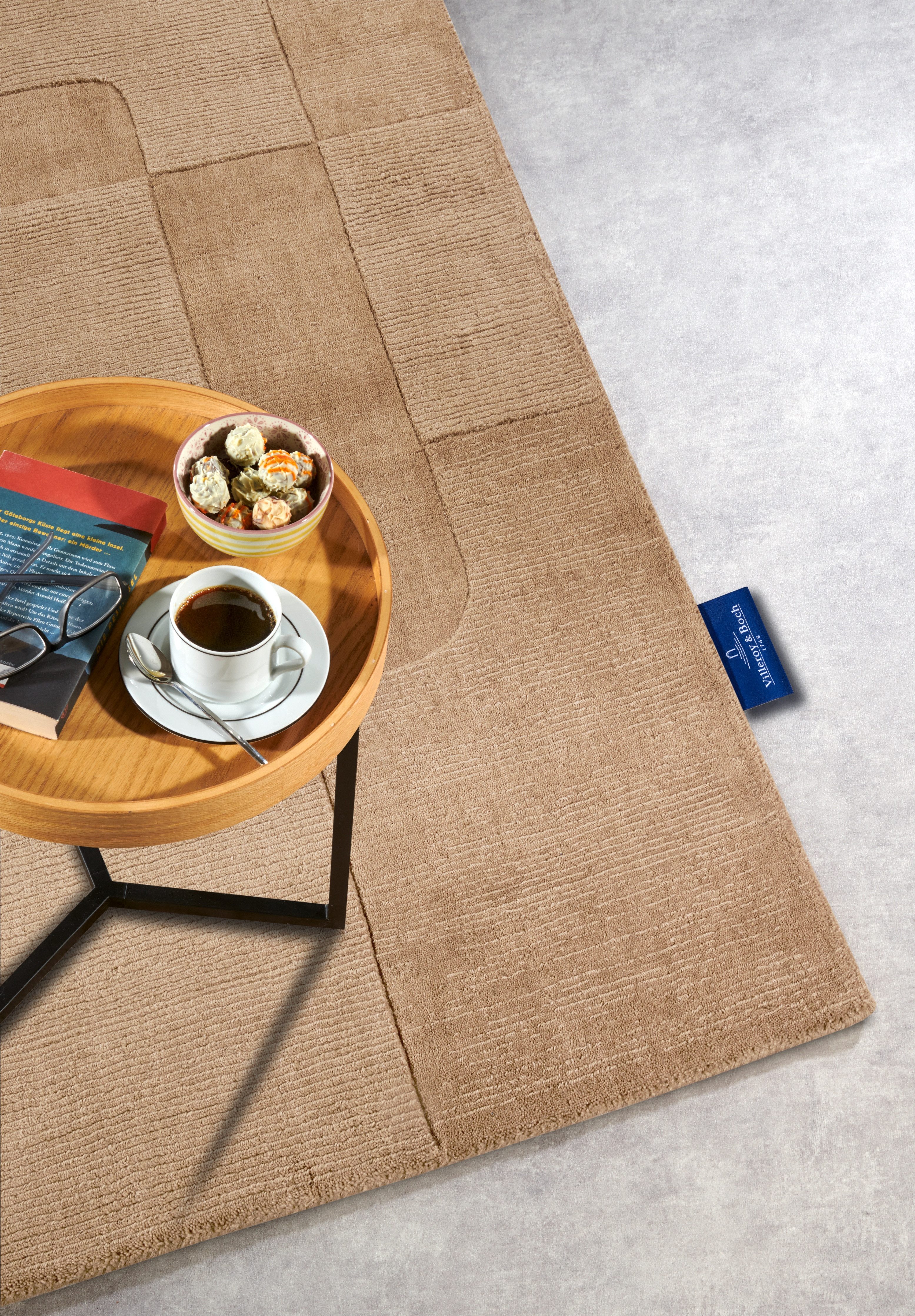 Villeroy & Boch Wollen kleed Charlotte Loper, handgeweven, wol, natuur, loper, woonkamer, geometrie