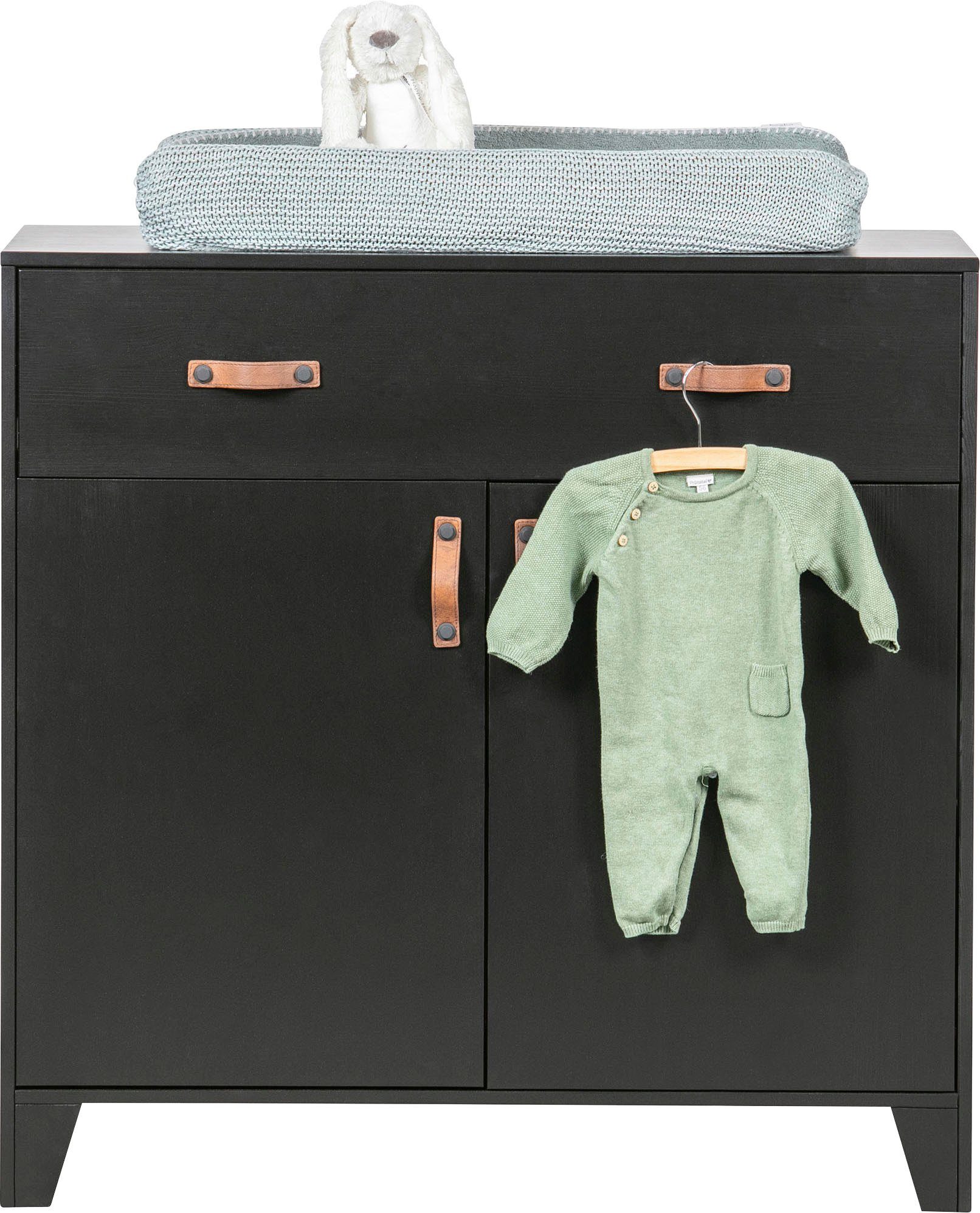 WOOOD Kast Dian van zwarte dennen, breedte 94 cm x hoogte 93 cm