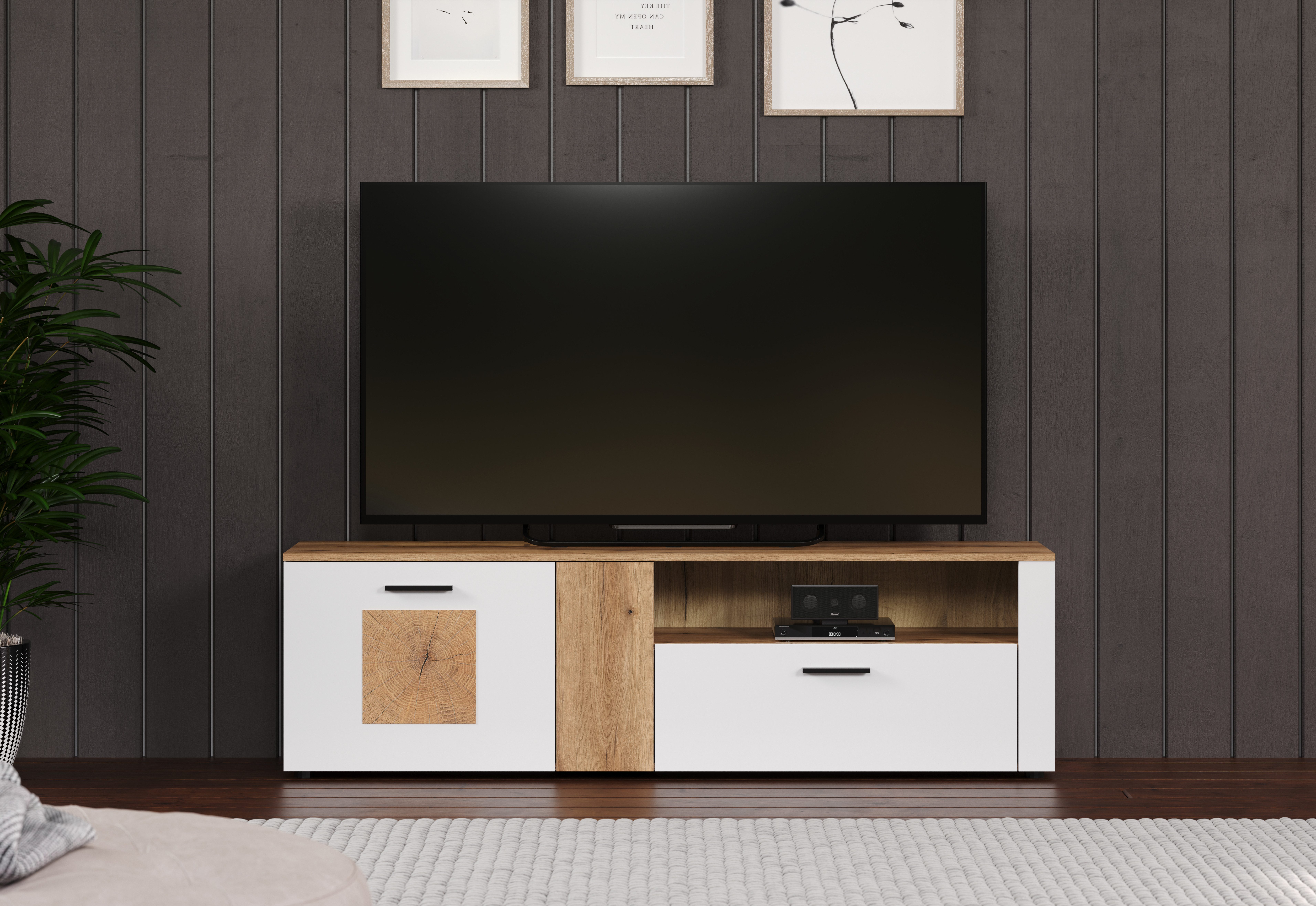 INOSIGN Tv-meubel Linz TV-kast, TV-rek TV-lowboard met eindhoutapplicaties - B/D/H: 170/42/50 cm (1 stuk)