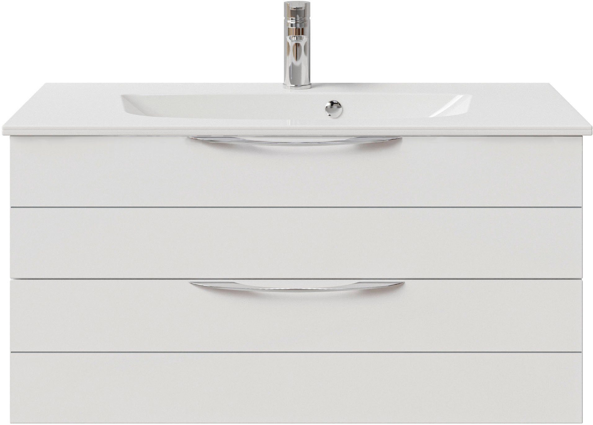 Saphir Wastafelonderkast Serie 6025 mineraalmarmeren wastafel met onderkast, 97 cm breed (2-delig)
