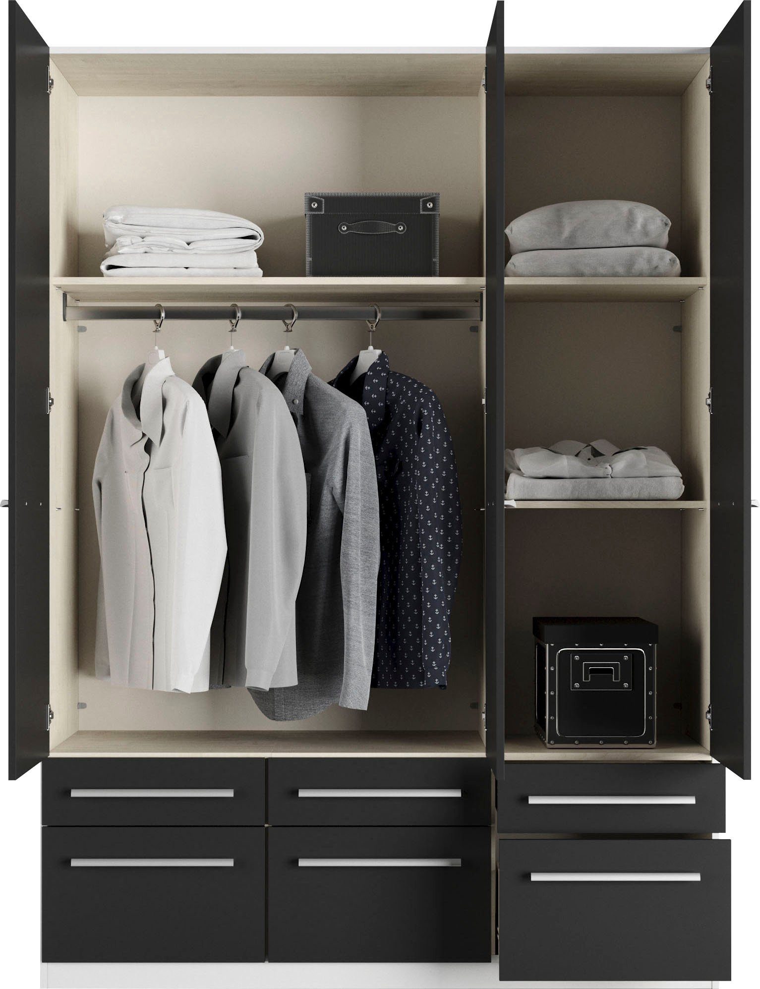priess Kledingkast Kast garderobe waskast Barcelona in 5 breedtes veel opbergruimte, ruime lades, met spiegel, made in germany