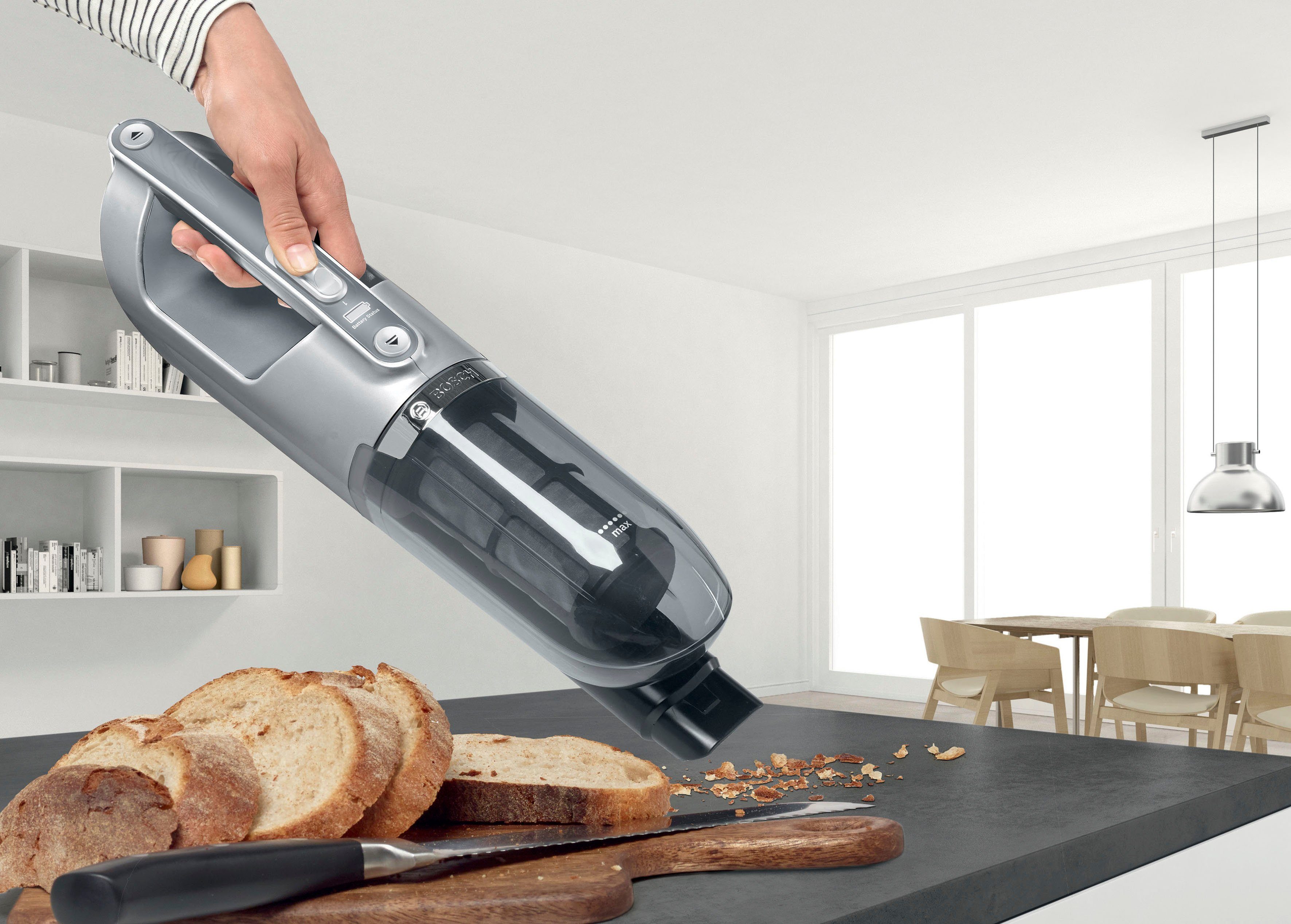 BOSCH Accu-kruimeldief en -stofzuiger Flexxo Gen 2 serie 4 BBH3K2801 28 v, elektrisch mondstuk met led, geïntegreerde accessoires, zilver