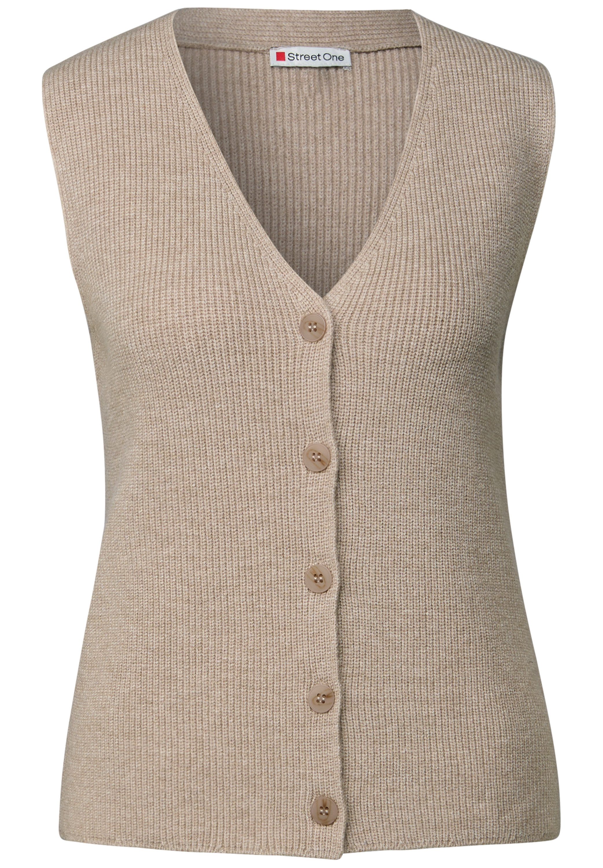 STREET ONE Mouwloos vest in riblook en met knoopsluiting