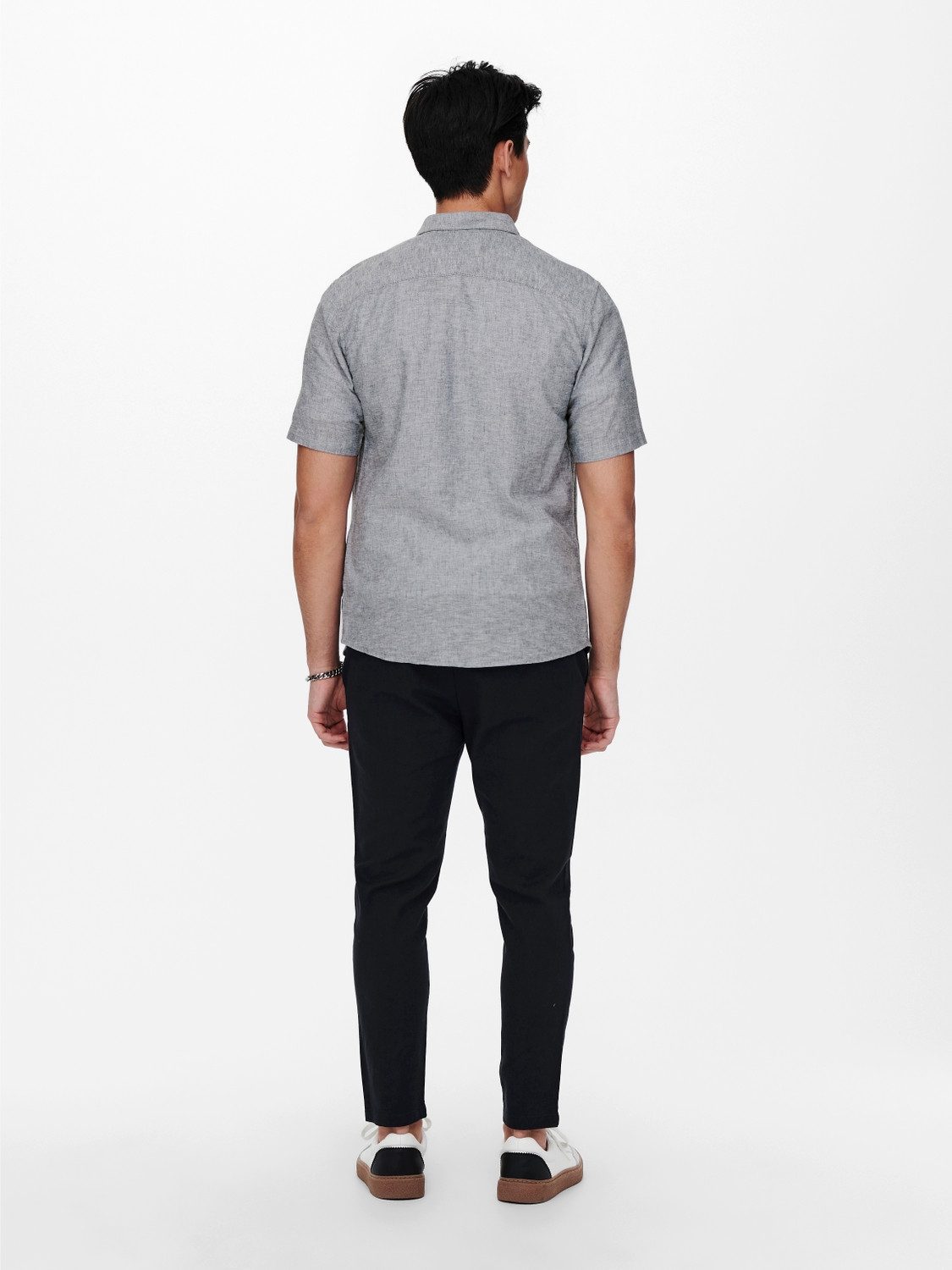 ONLY & SONS Overhemd met korte mouwen ONSCAIDEN SS SOLID LINEN SHIRT NOOS