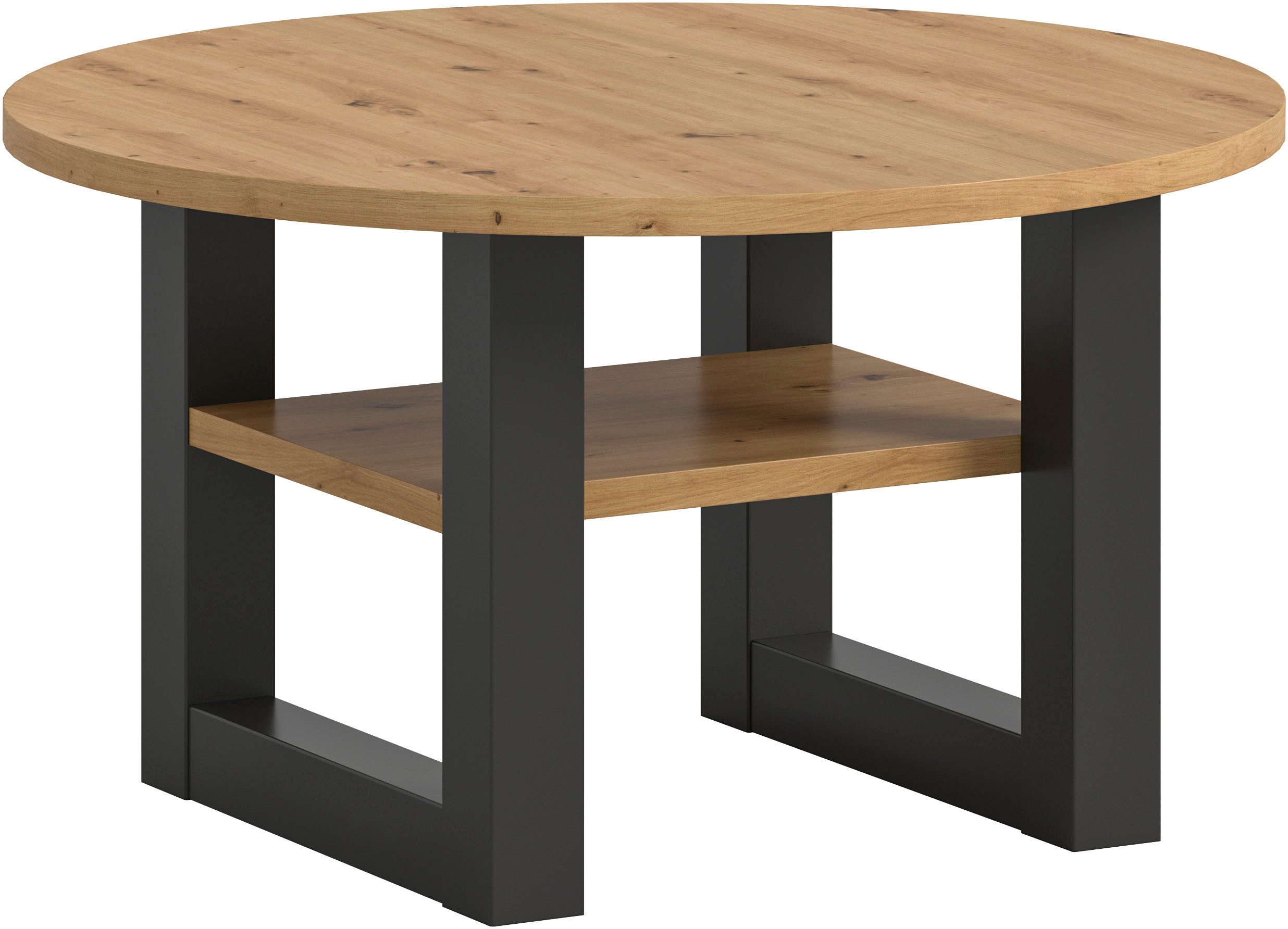 INOSIGN Salontafel Rail, Ø 75 cm, met onderblad, inclusief sledeframe salontafels bruin
