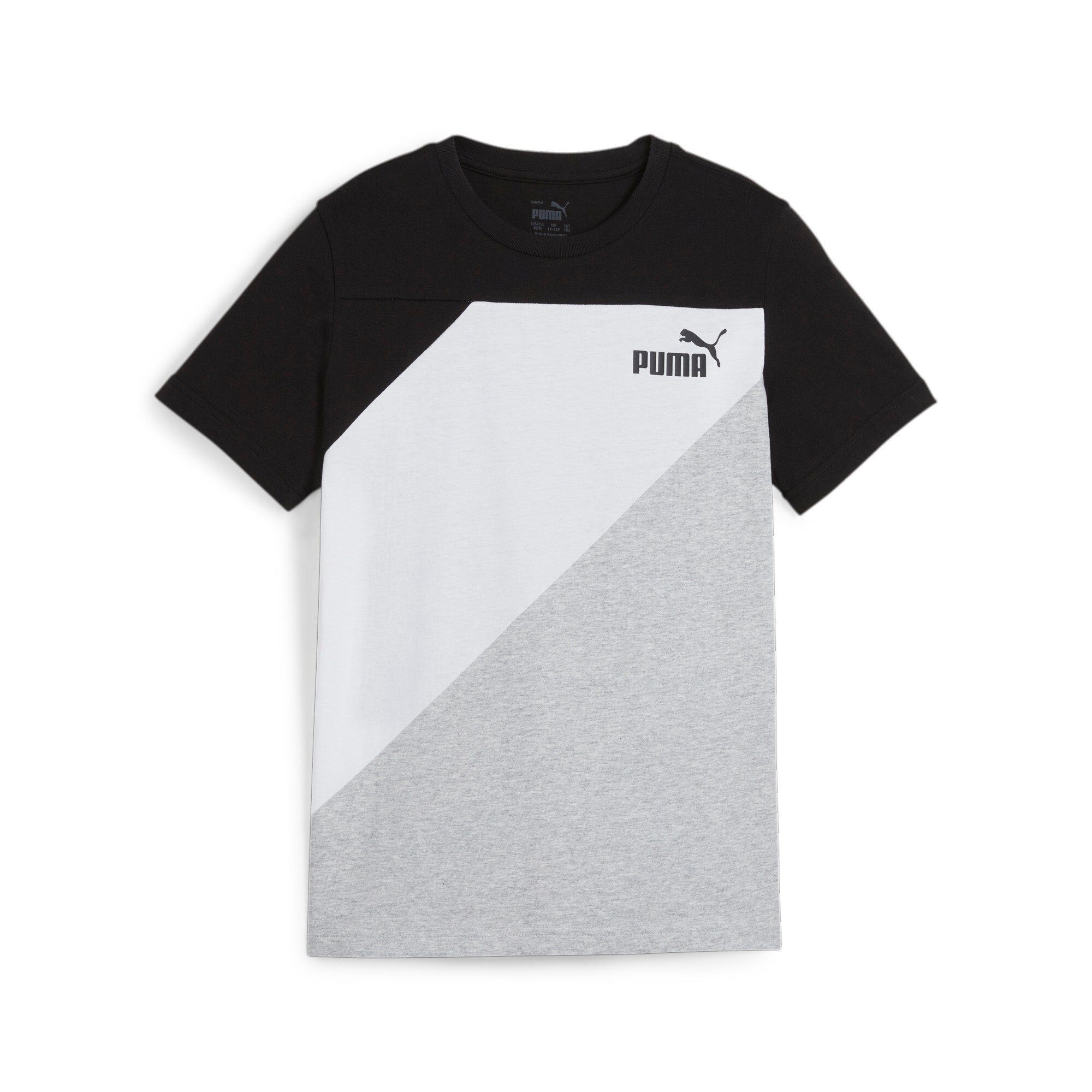 Puma T-shirt zwart wit Katoen Ronde hals Logo 128