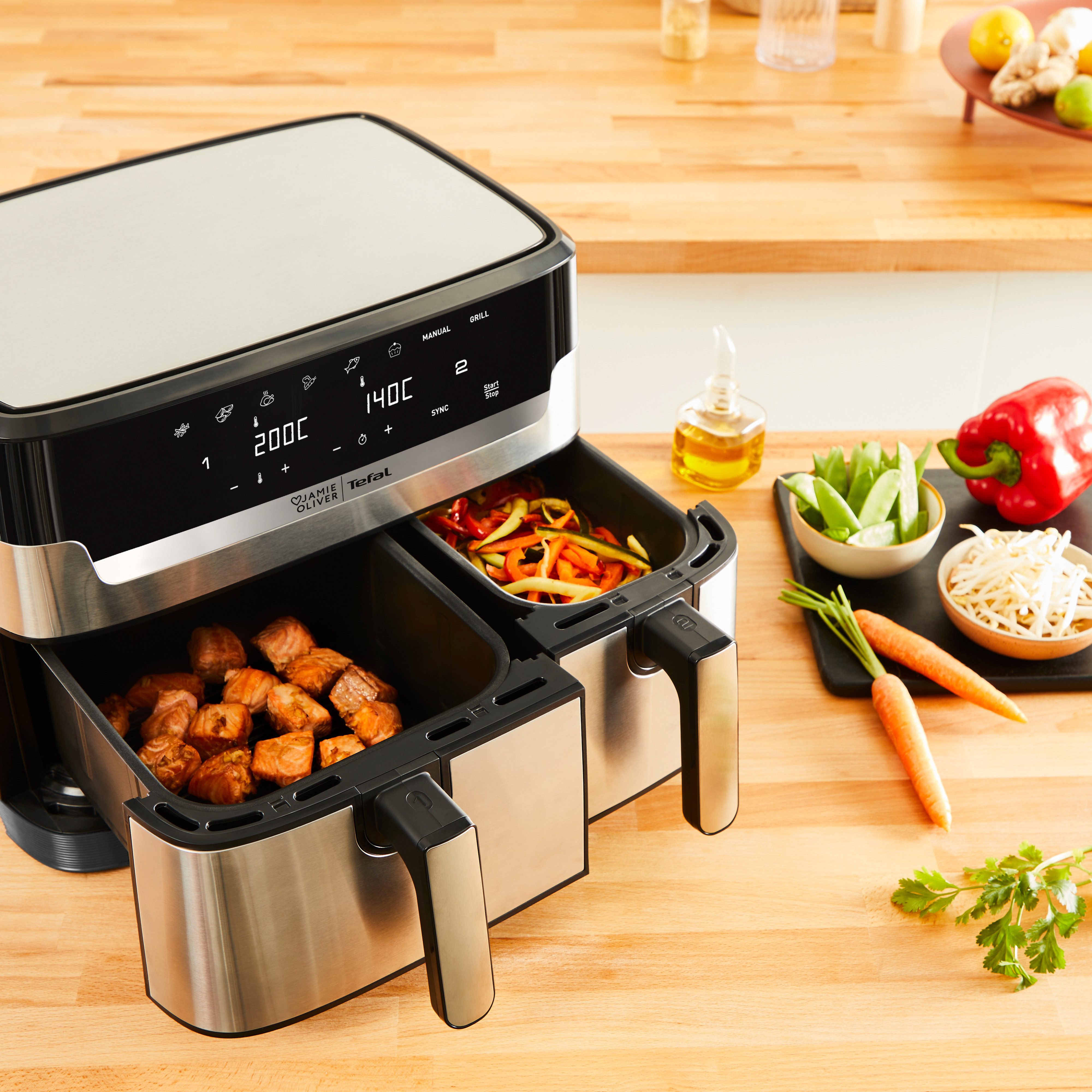Tefal Airfryer Jamie Oliver by Tefal EY90JDE Dual Easy Fry & Grill
