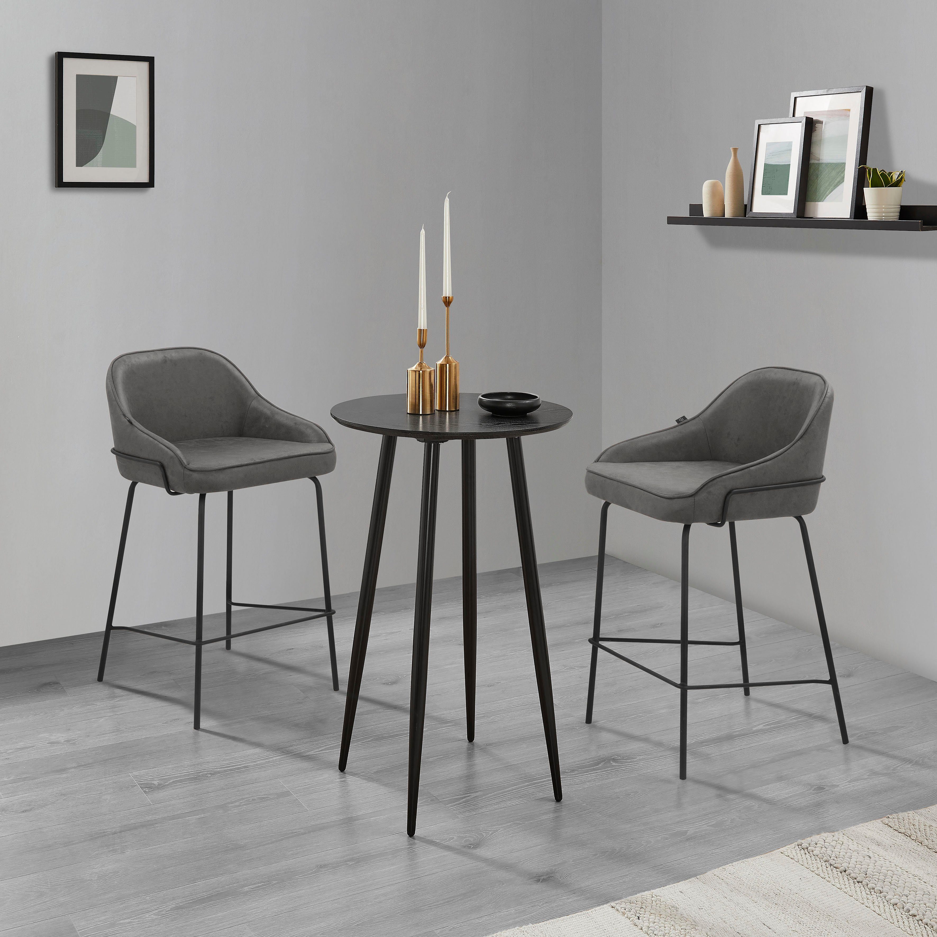 Leonique Stoel met 4 poten Puant met stof van polyester/gerecycled polyester, zithoogte 65 cm (2 stuks)