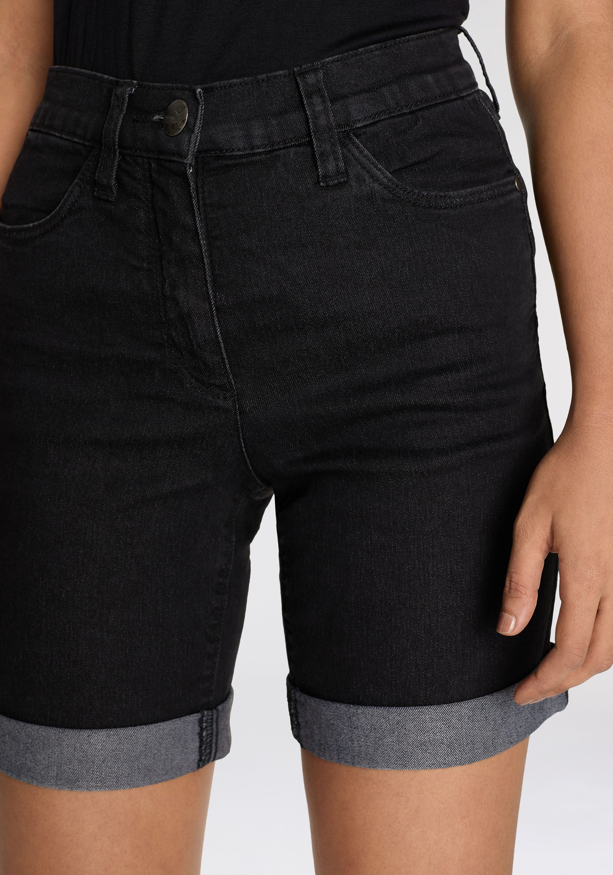 Arizona Jeansbermuda wijde pasvorm korte pasvorm hoge taille