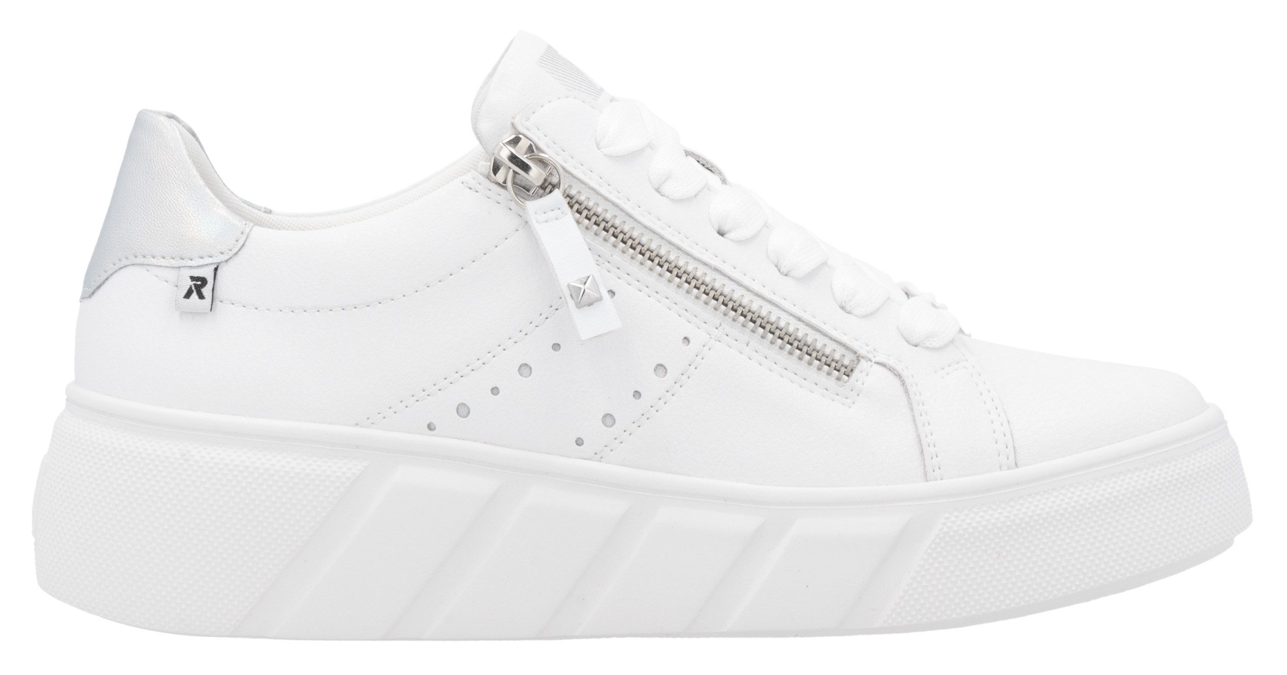 RIEKER Sport Plateausneakers , vrijetijdsschoen, lage schoen, veterschoen met zijlijke perforatie