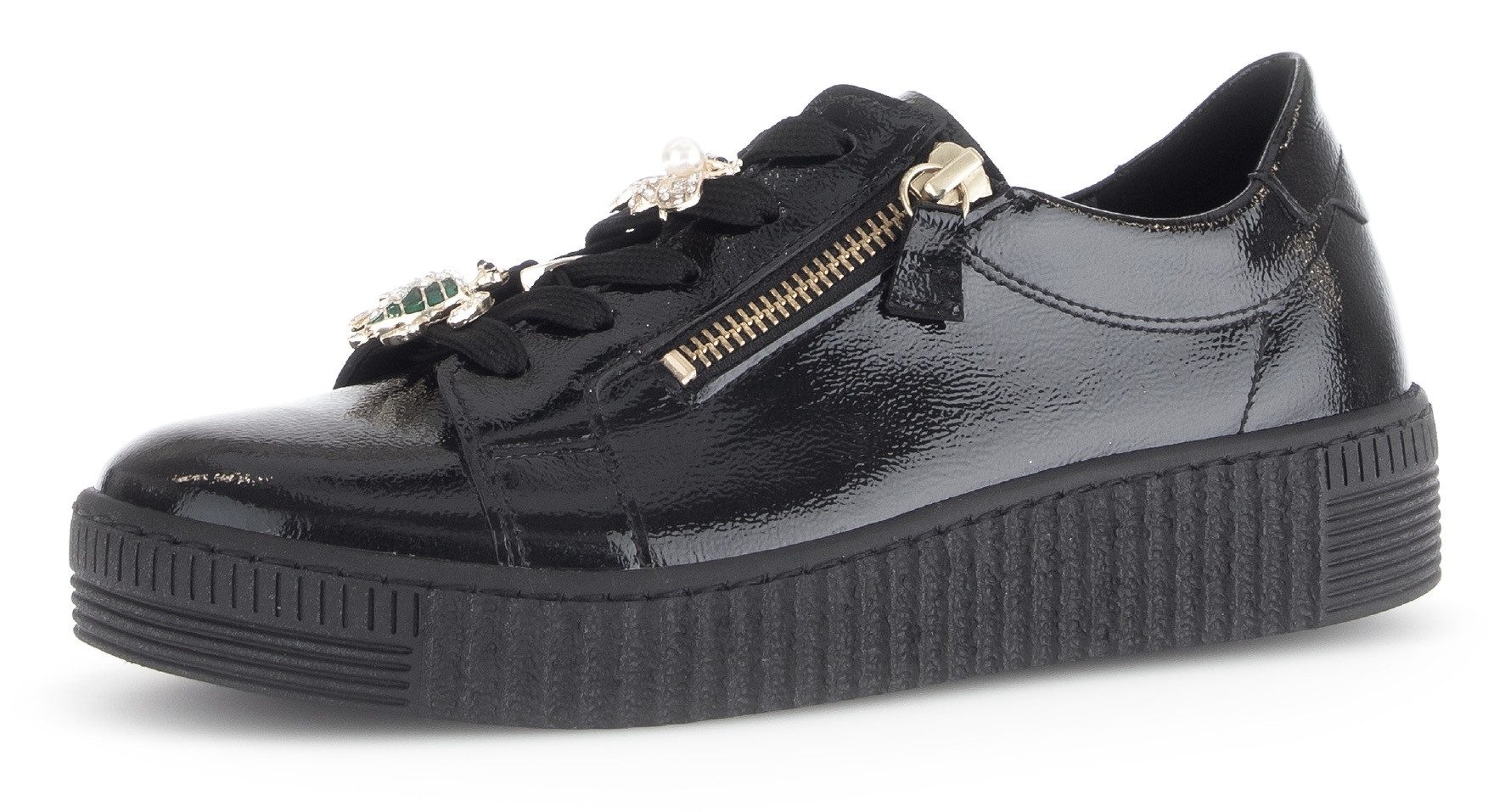 Gabor Plateausneakers , vrijetijdsschoen, lage schoen, veterschoenen met edele sier-diermotieven