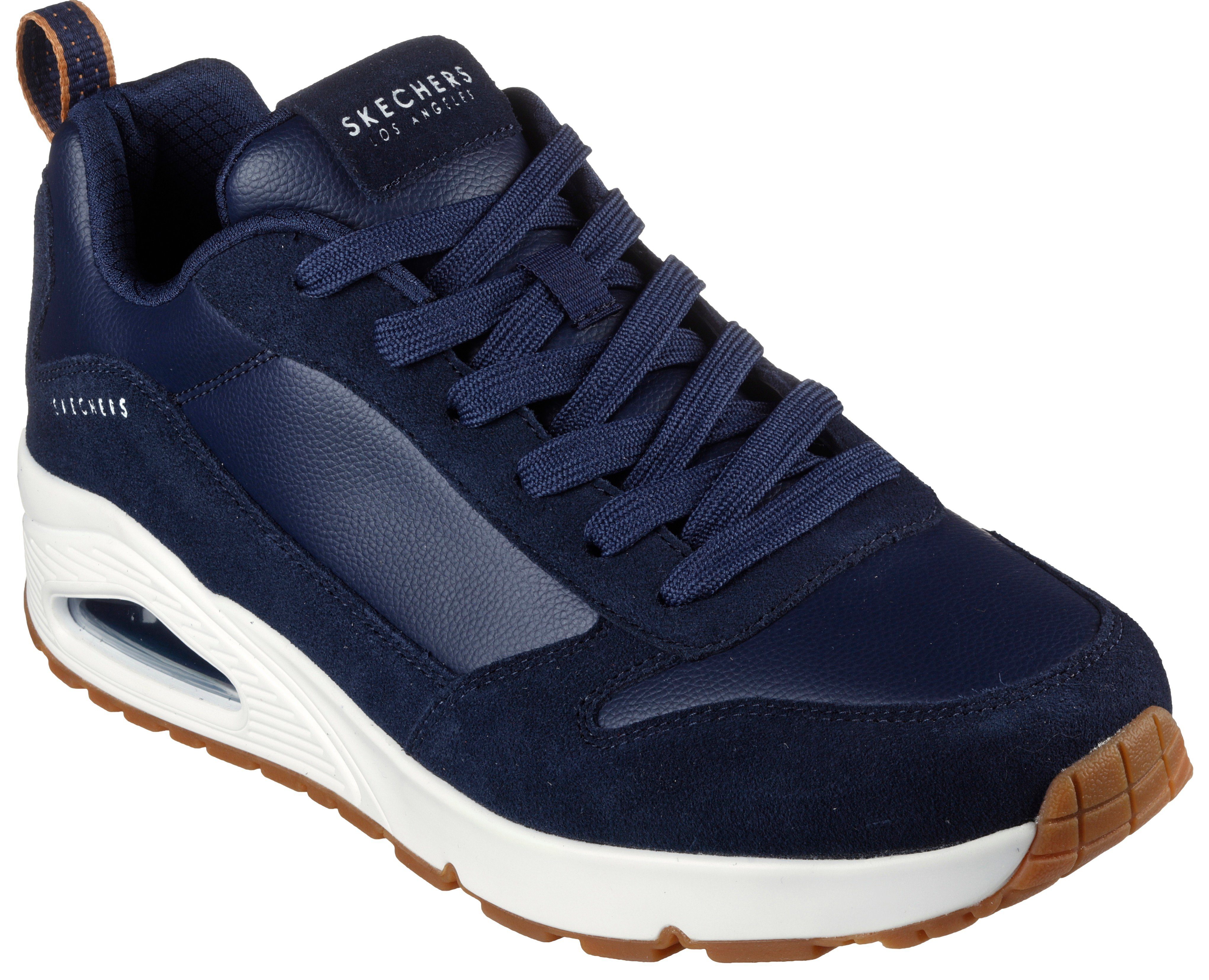 Skechers Sneakers Uno Stacre met luchtkamerzool, vrijetijdsschoen, lage schoen, veterschoen heren veterschoenen maat 44 EU blauw