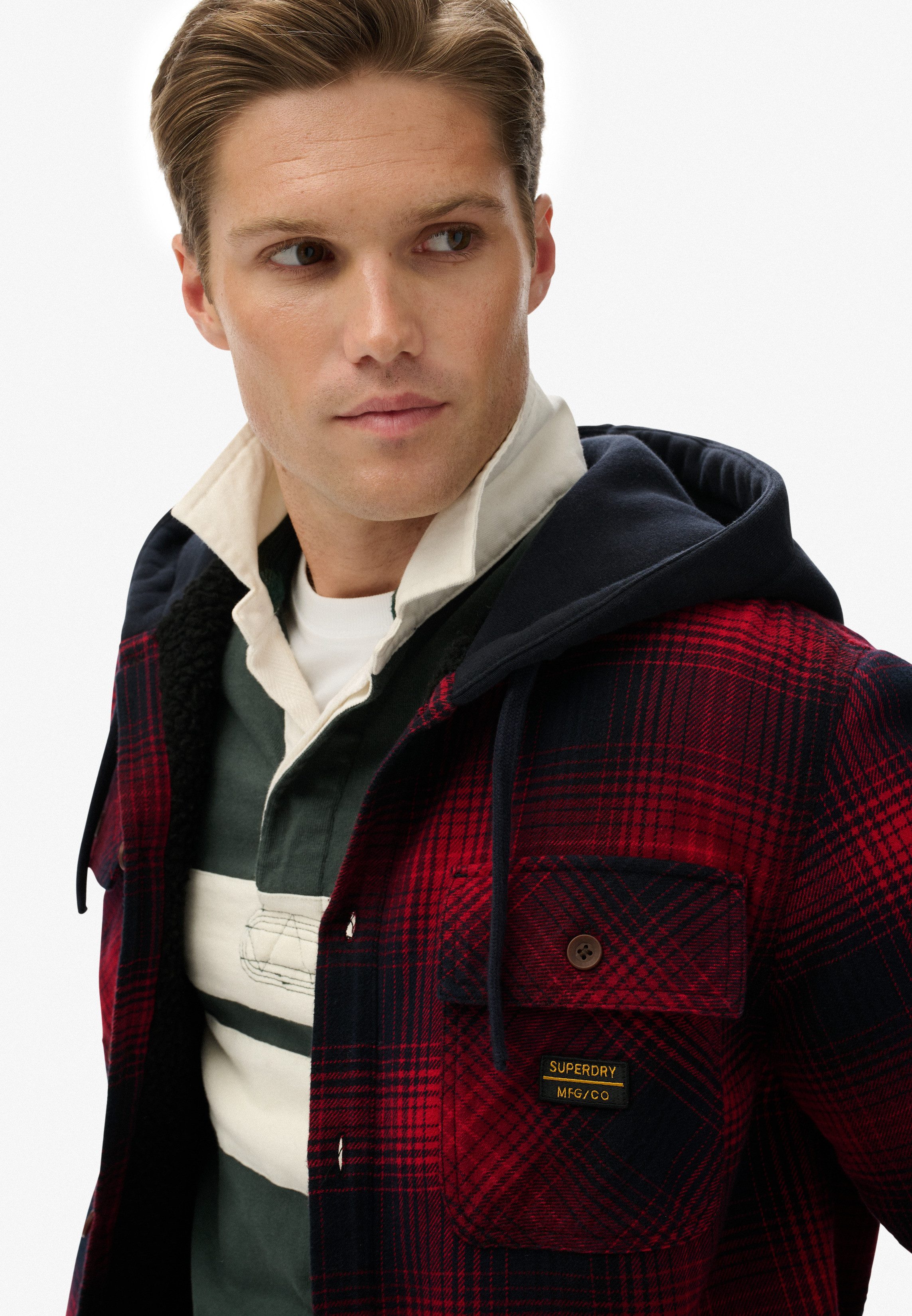 Superdry Overhemd met lange mouwen SURPLUS HOODED CHECK SHIRT