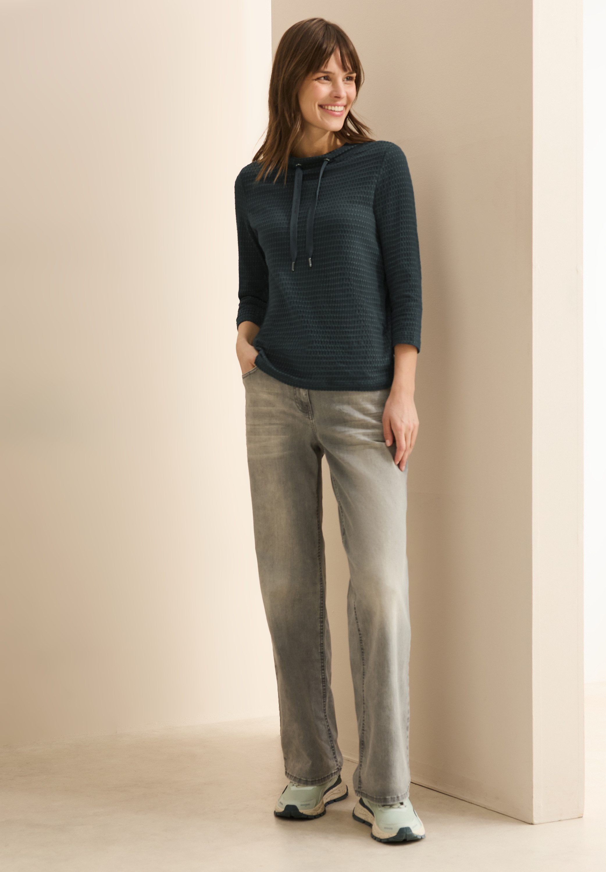 Cecil Shirt met 3/4 mouwen met structuurmotief