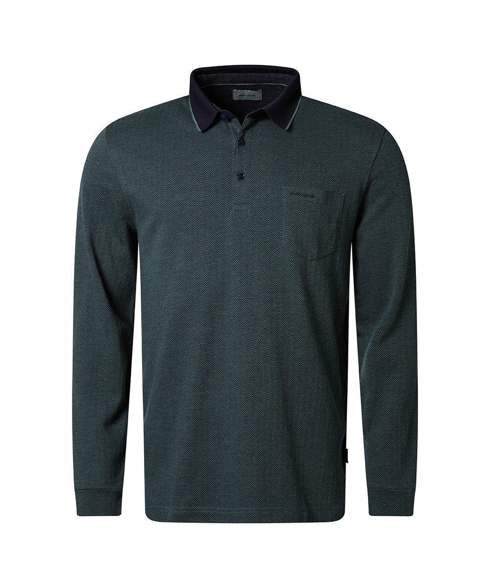 Pierre Cardin Poloshirt met lange mouwen met visgraatdessin