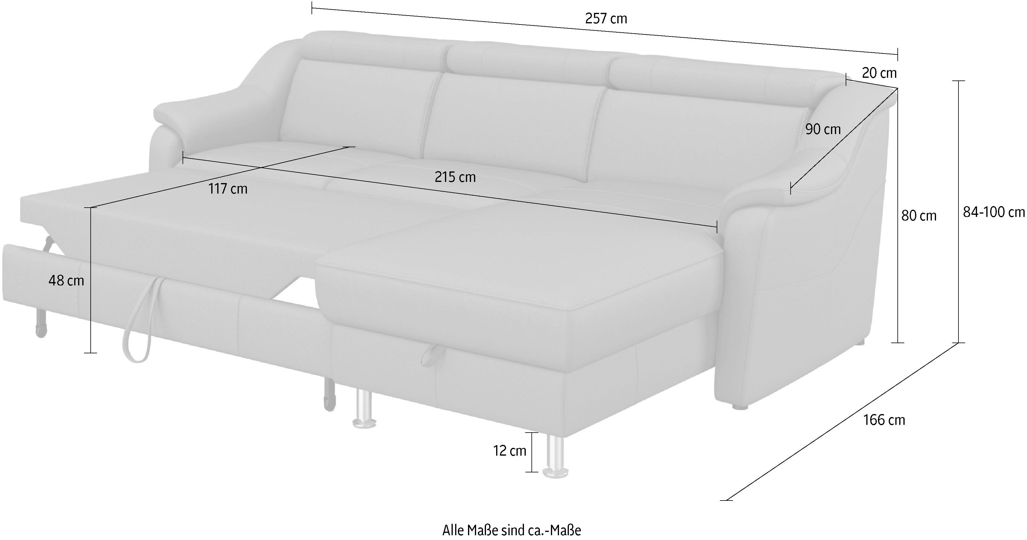 sit&more Hoekbank Freetown L-vorm met verstelbare hoofdsteun en comfortabele binnenvering