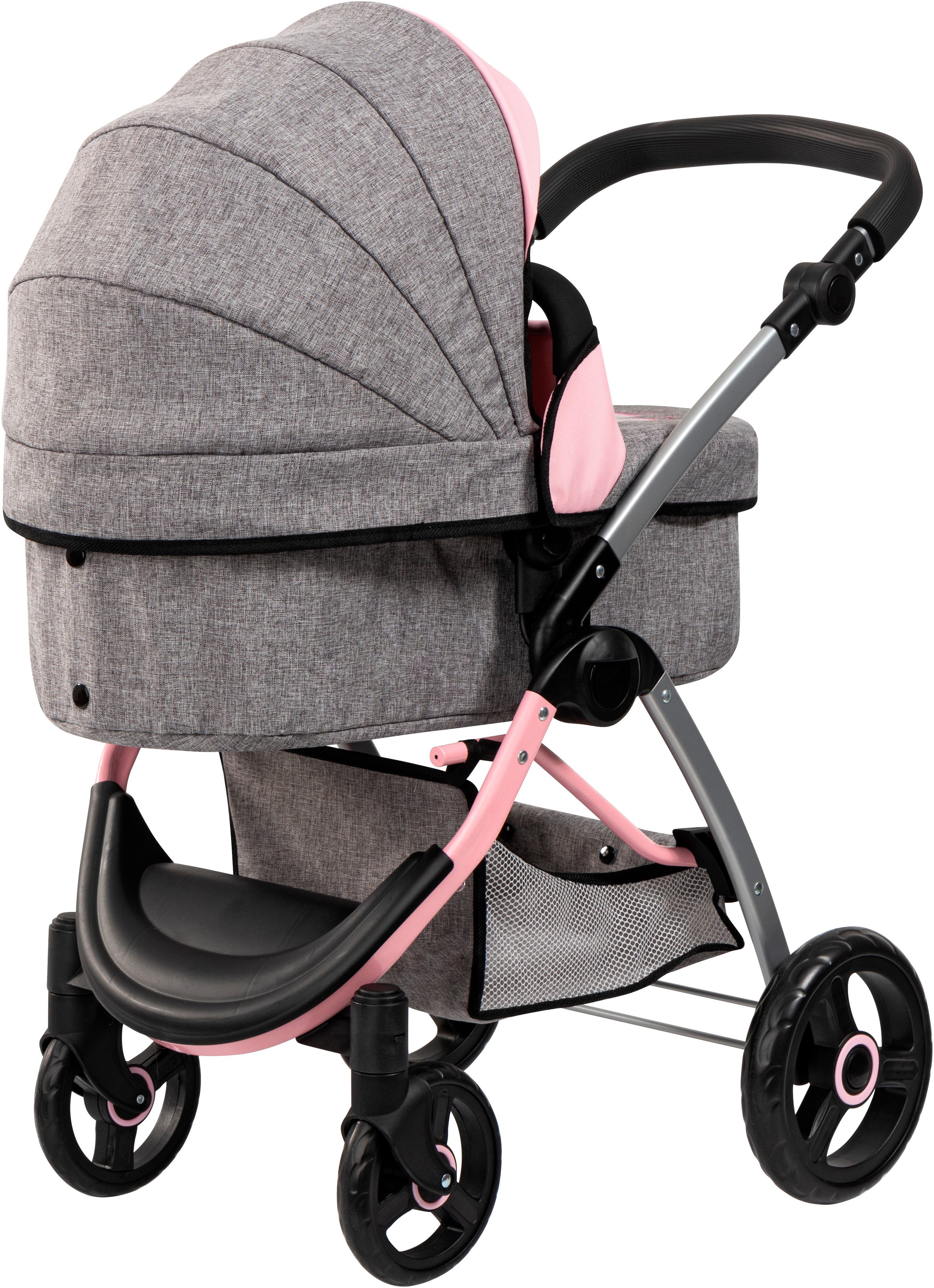 Bayer Combi-poppenwagen City Max grijs/roze