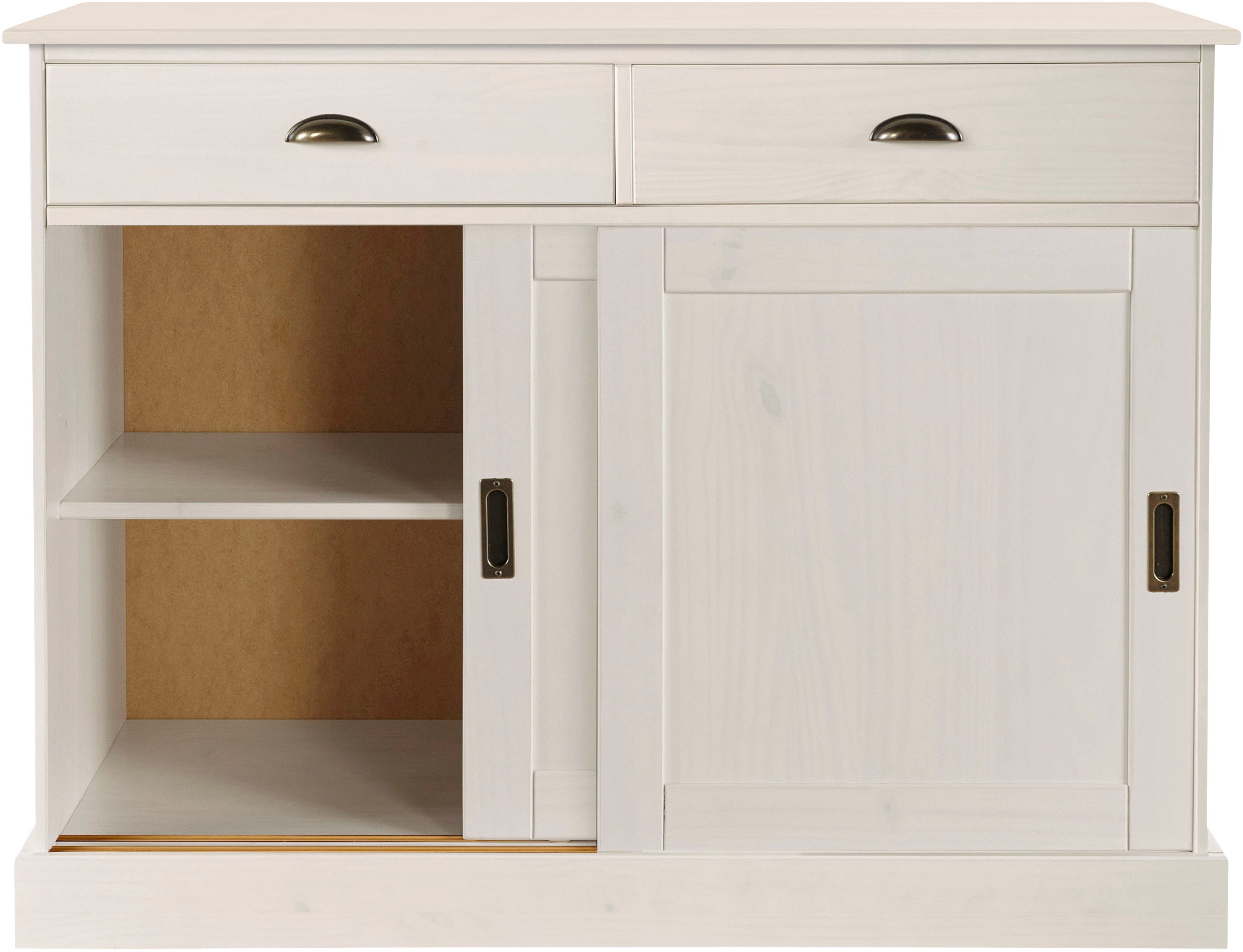 Home affaire Dressoir Schröder Commode, 2 schuifdeuren, 2 lades, van massief dennenhout