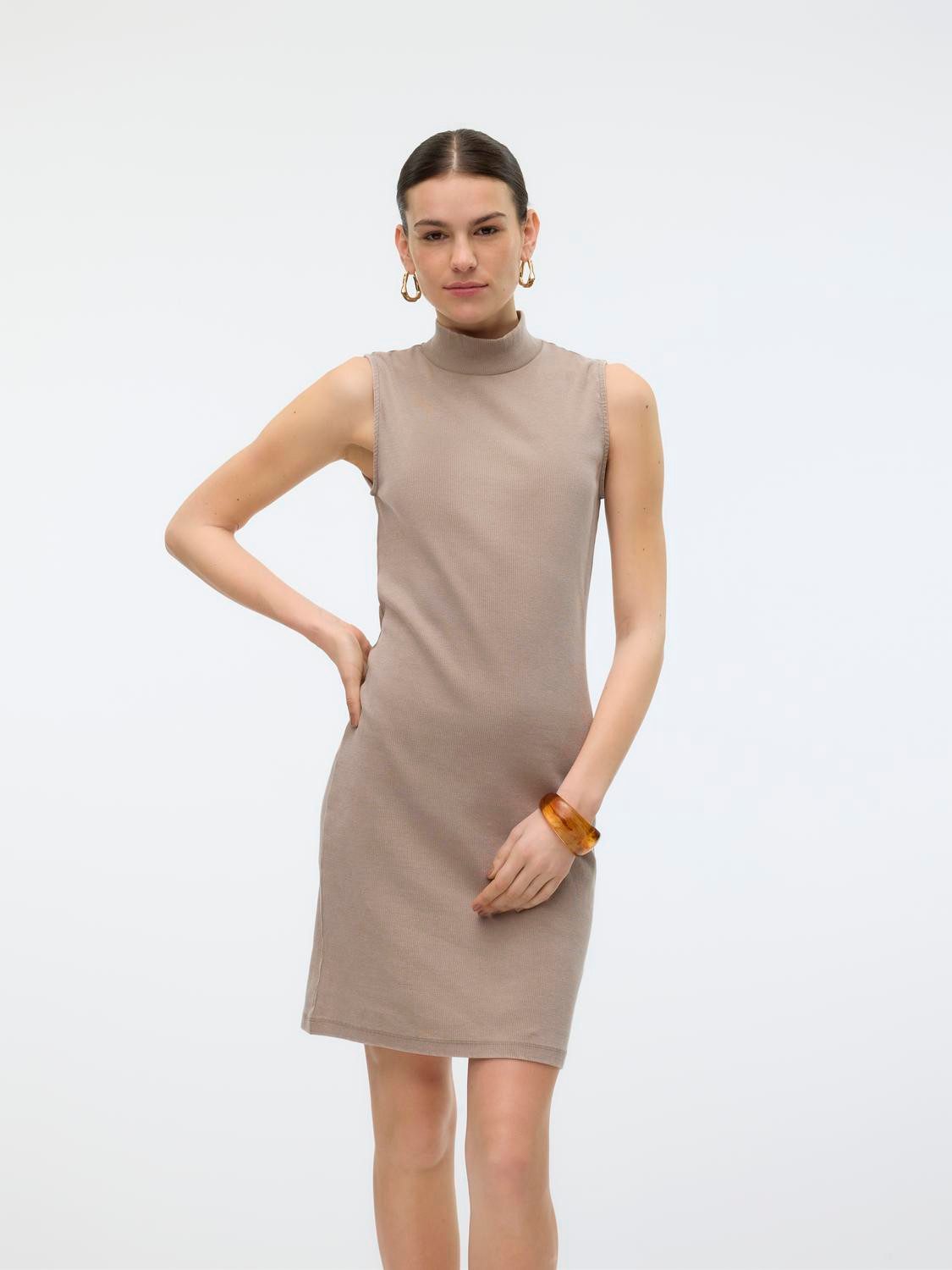 Vero Moda Jerseyjurk VMJANE SL WASHED HIGHNECK DRESS JRS NOOS