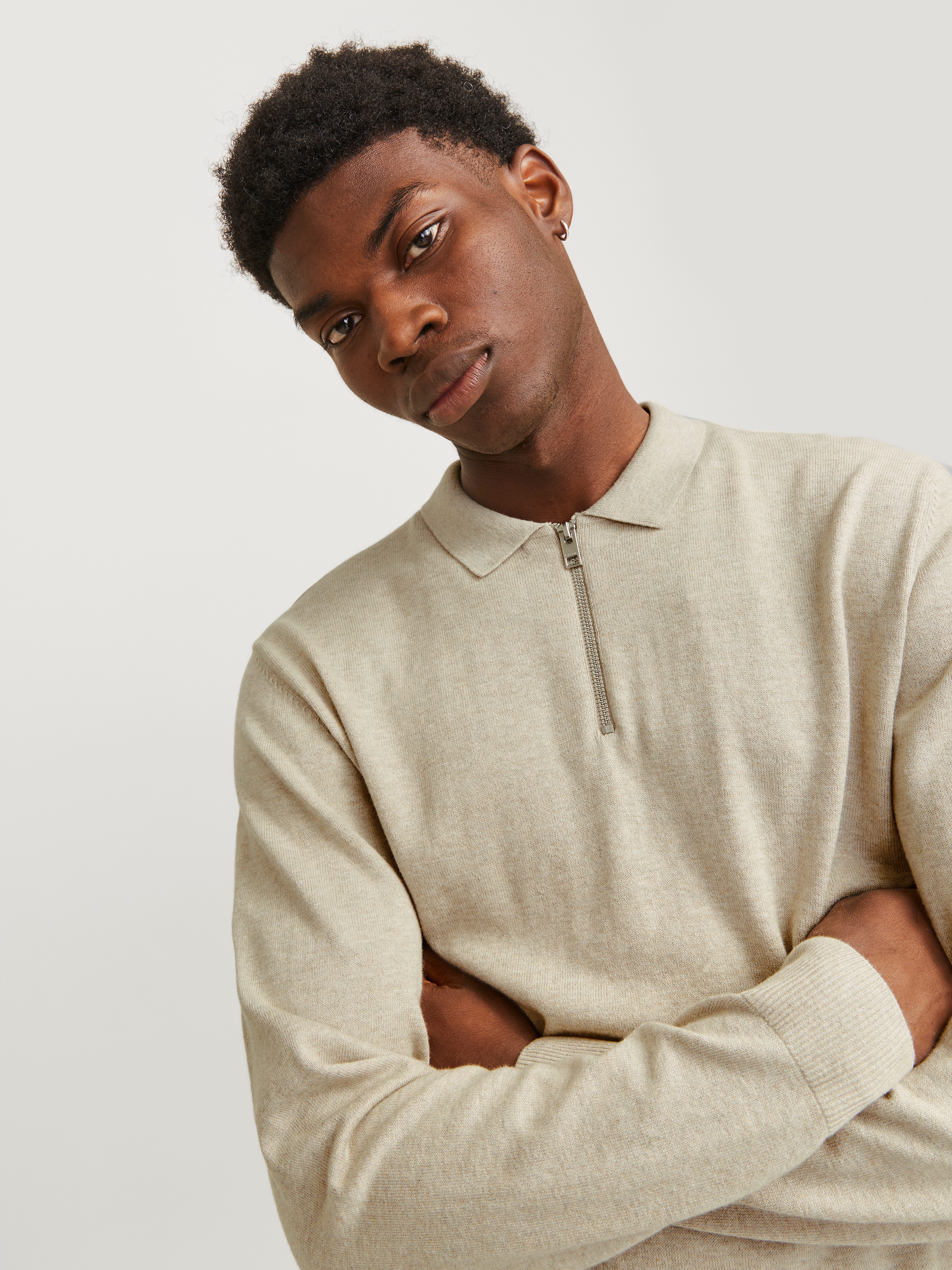 Jack & Jones Trui met polokraag JJEEMIL KNIT POLO HALF ZIP LS NOOS