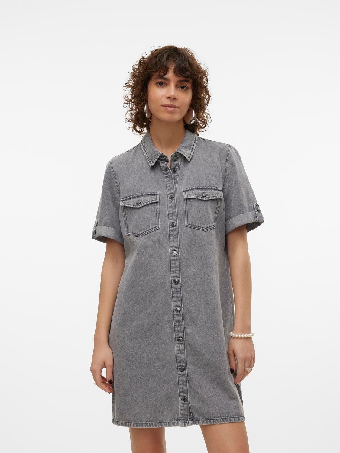Vero Moda Jeans jurk VMJENNIE SS SHORT DENIM DRESS NOOS dames spijkerjurken maat S (36) grijs