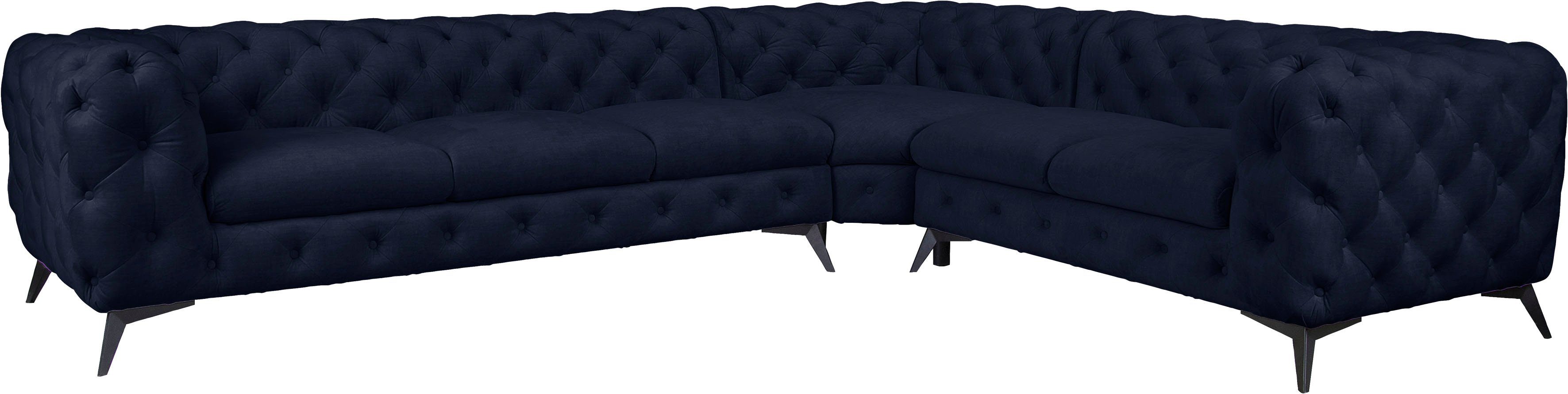 Leonique Chesterfield-bank Glynis L-vorm luxueuze capitonnage, moderne chesterfield look, kleur van de poten ter keuze