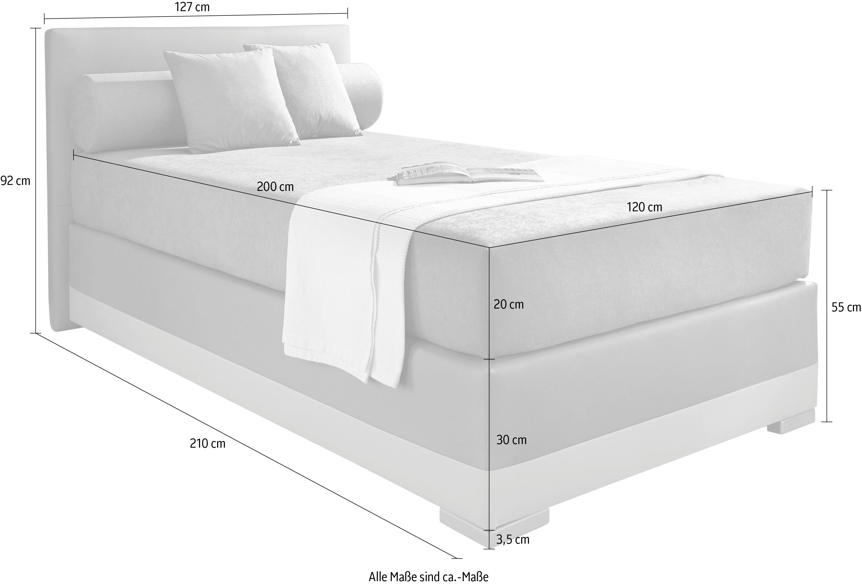 Maintal Boxspring Lago in 3 verschillende matrassoorten, h2 of h3
