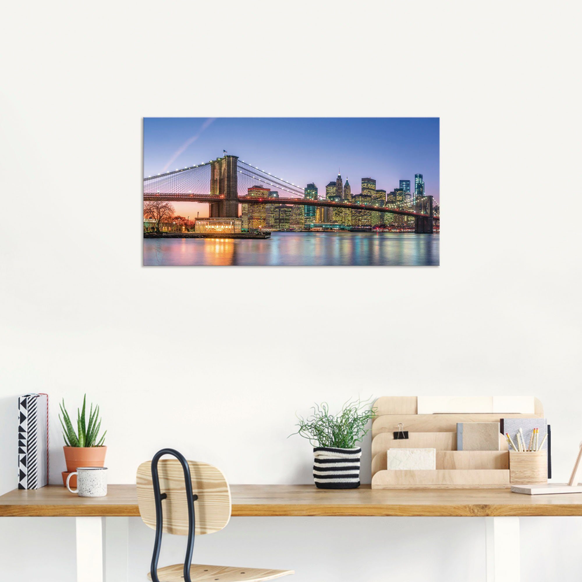 Artland Artprint Skyline New York City als artprint van aluminium, artprint voor buiten, artprint op linnen, poster, muursticker