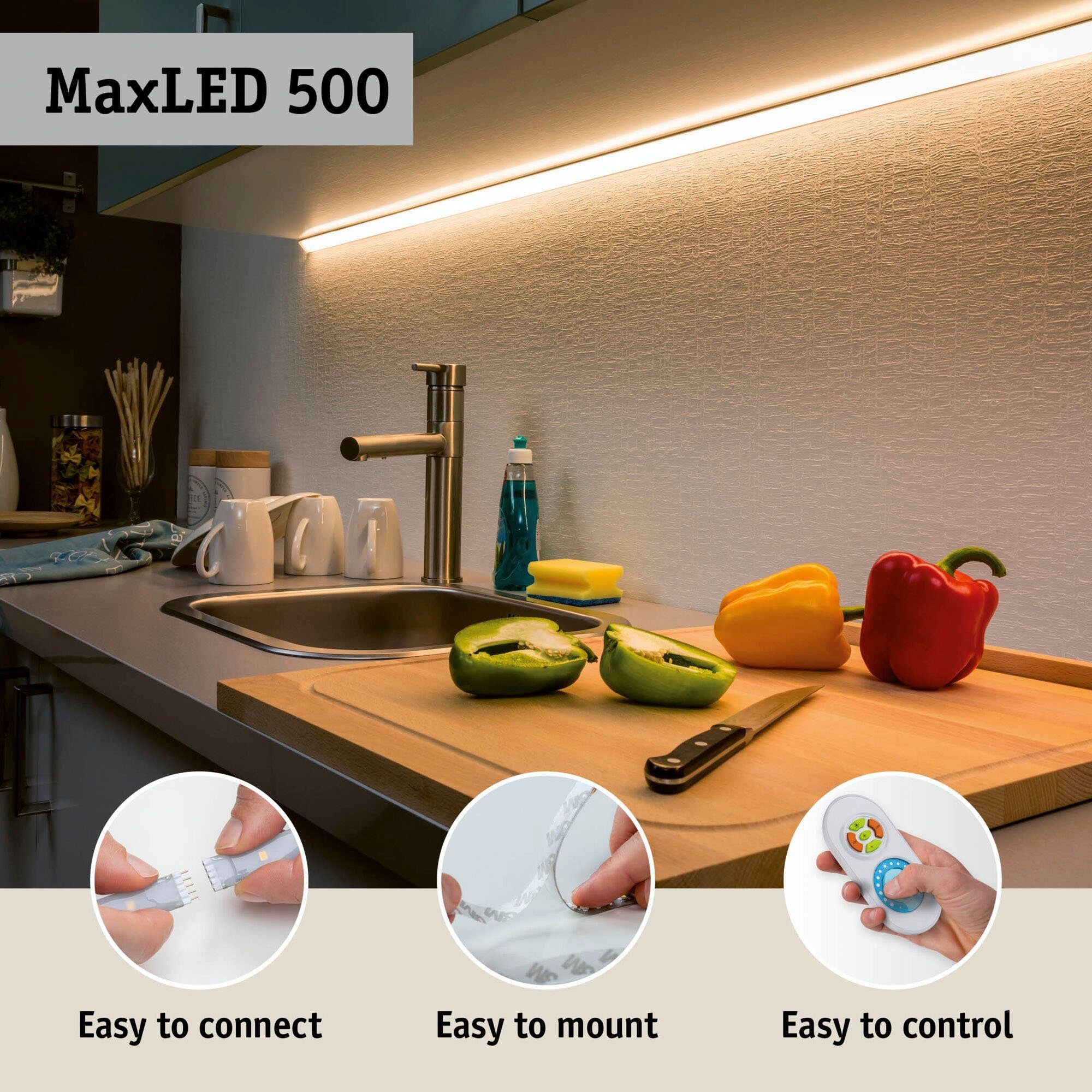 Paulmann Led-strepen MaxLED 500 Full-Line COB Enkelstrip 2,5m Warmwit 15W 1250lm 2700K (1 stuk)