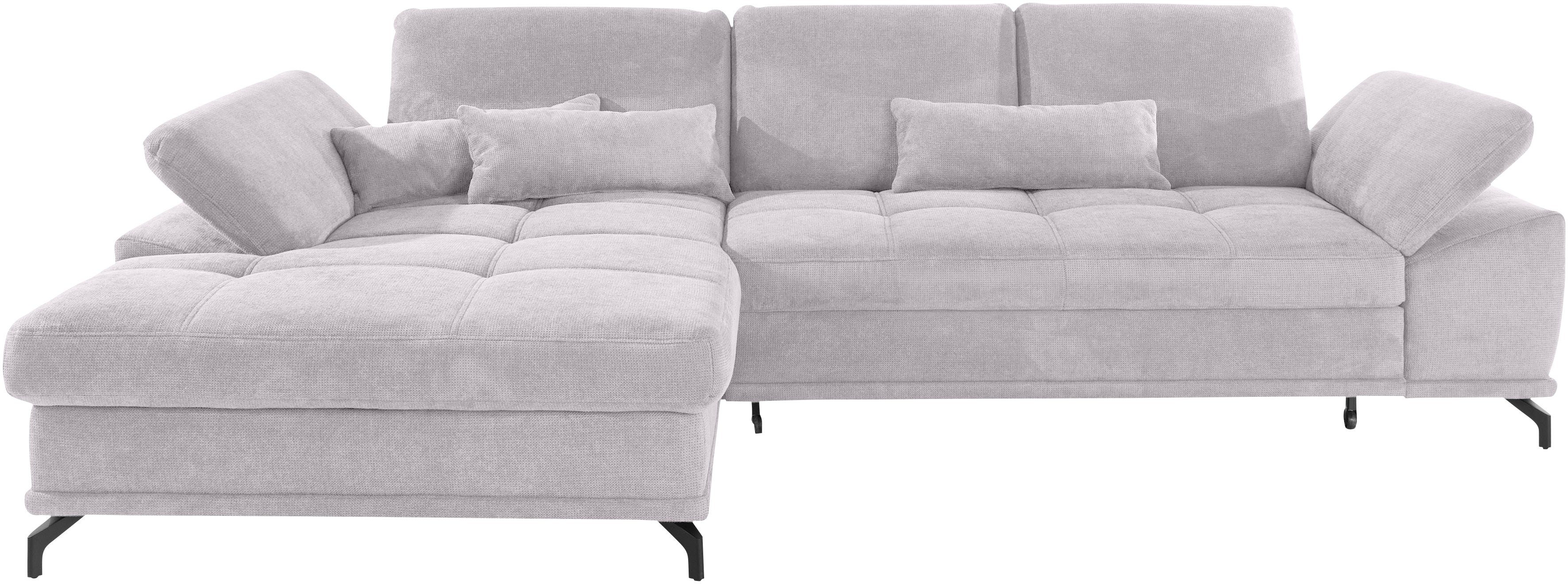 Places of Style Hoekbank Costello L-vorm, met zitdiepteverstelling, armleuningverstelling en