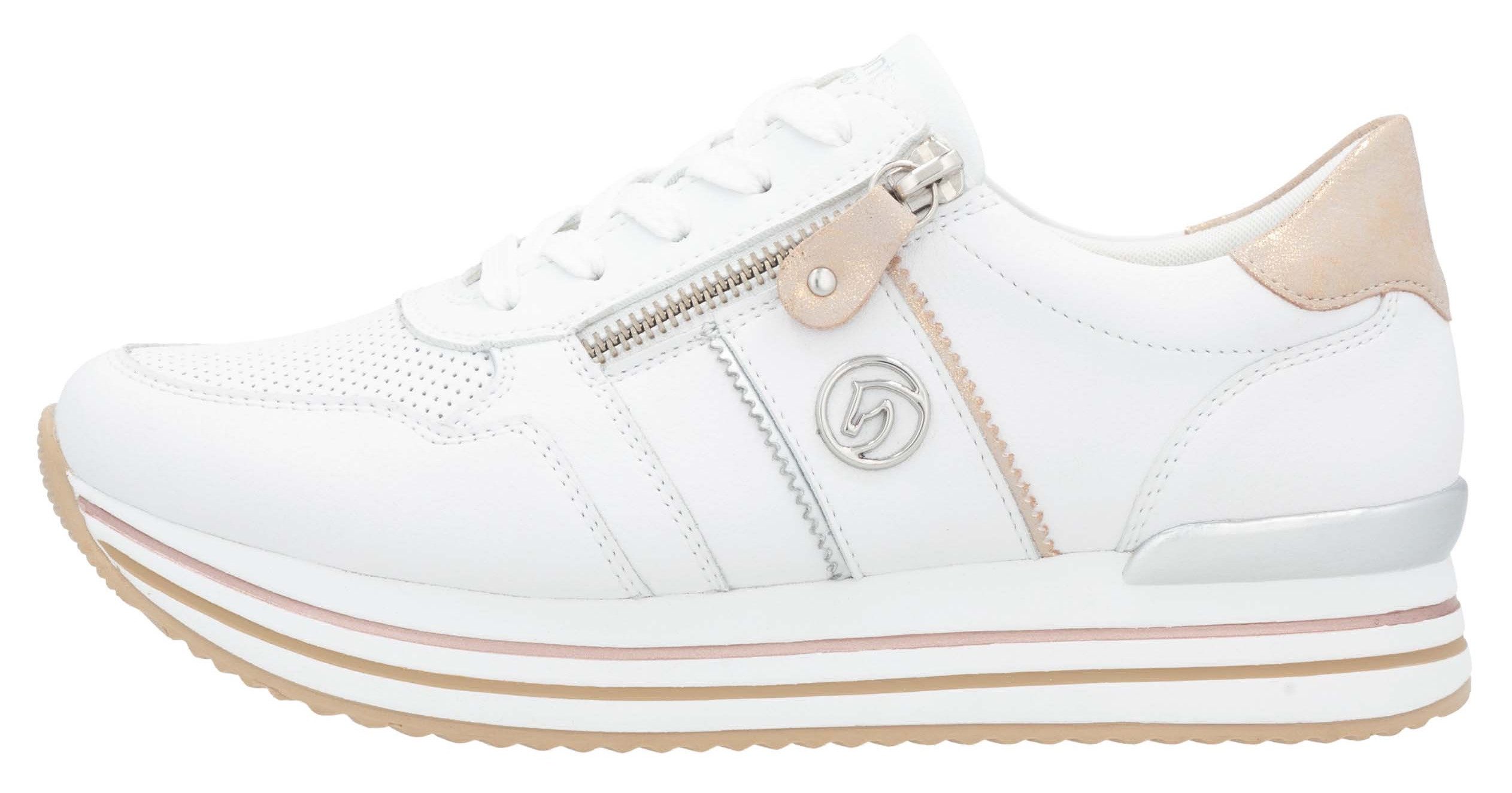 Remonte Plateausneakers , vrijetijdsschoen, lage schoen, veterschoen met zijrits