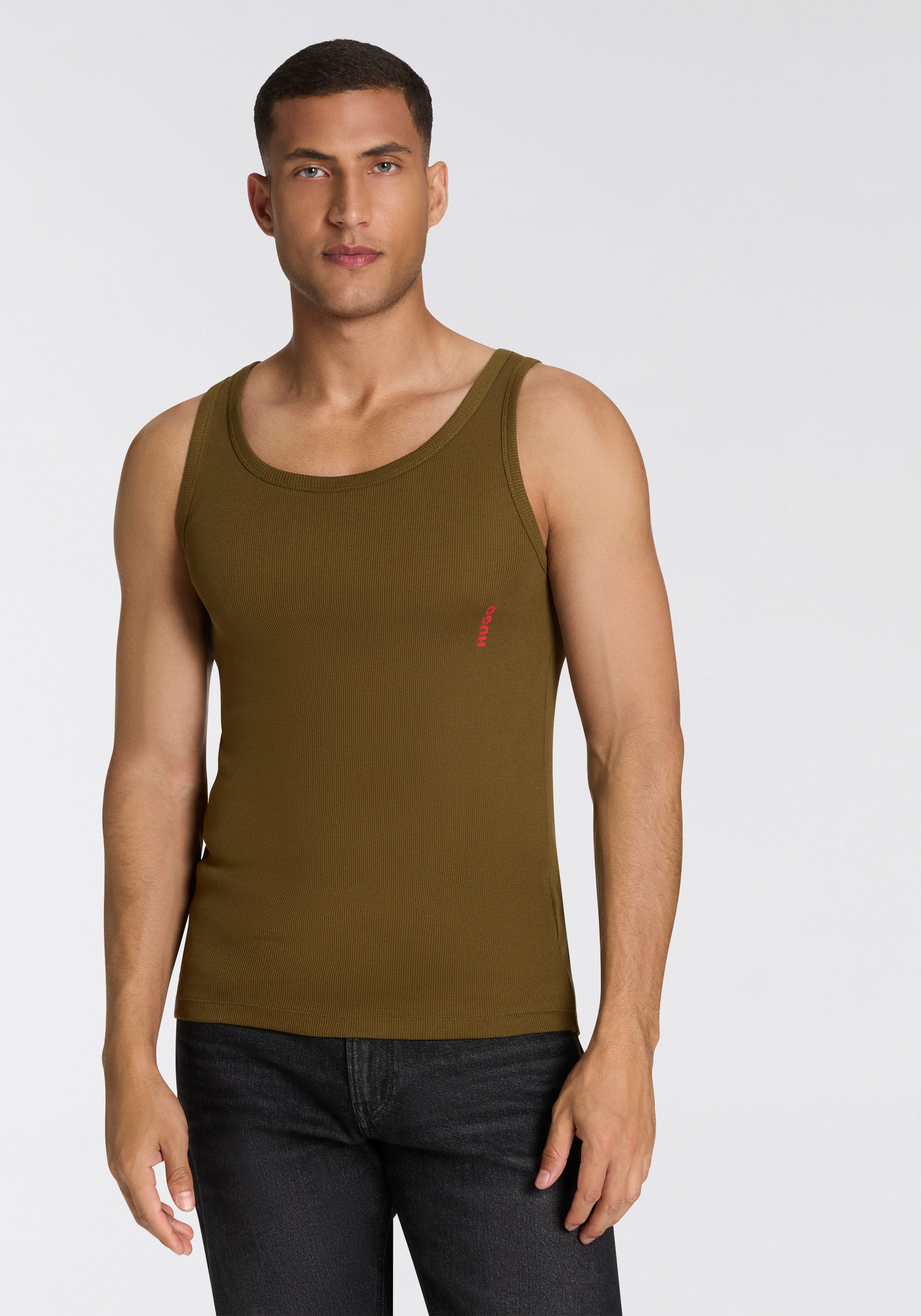 HUGO underwear Geribde tanktop Basic, ronde hals (3-delig, Set van 3)