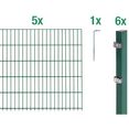 gah alberts dubbelstaafmat hekwerk 100 cm hoog, 5 matten voor 10 m, 6 palen (set) groen