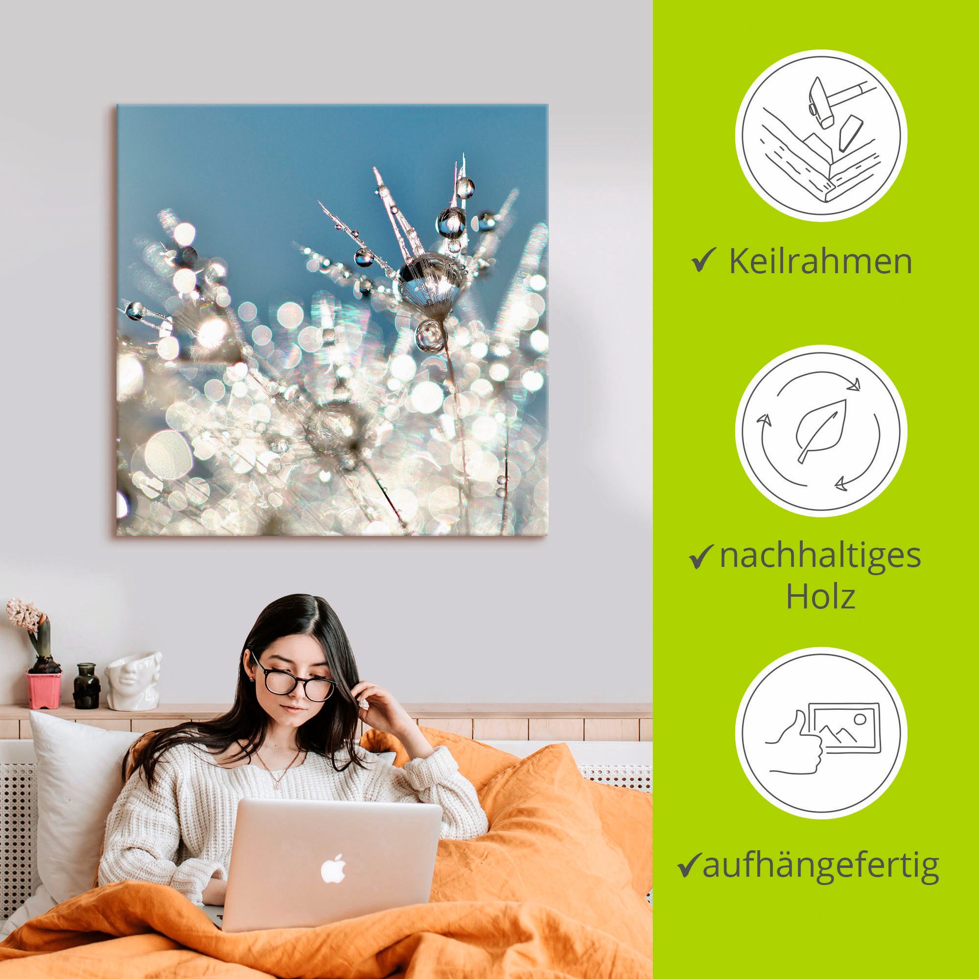Artland Artprint Pluizenbol druppel abstract als artprint op linnen, poster, muursticker in verschillende maten