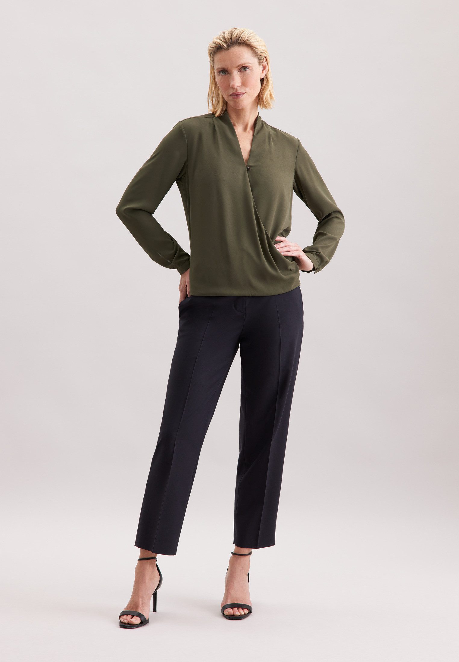 seidensticker Wikkelblouse Zwarte roos 1/1 v-neck uni