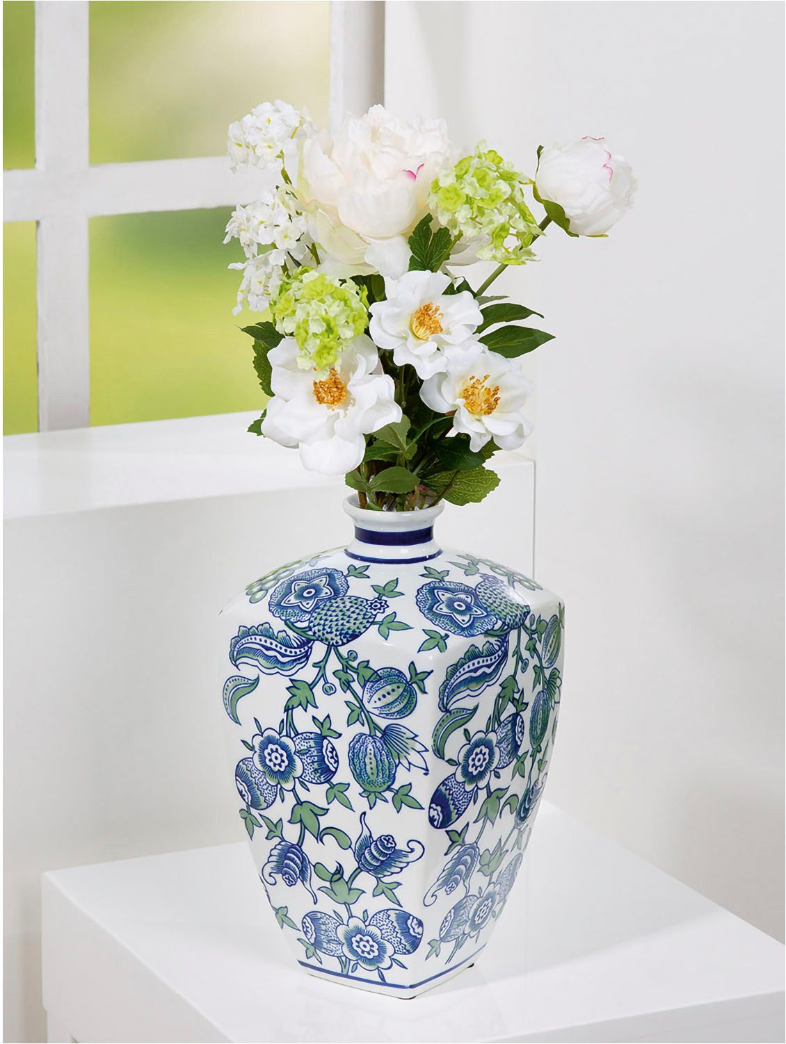 GILDE Siervaas Vaas Fayencen, vierkant, van keramiek, hoogte ca. 31 cm (1 stuk)