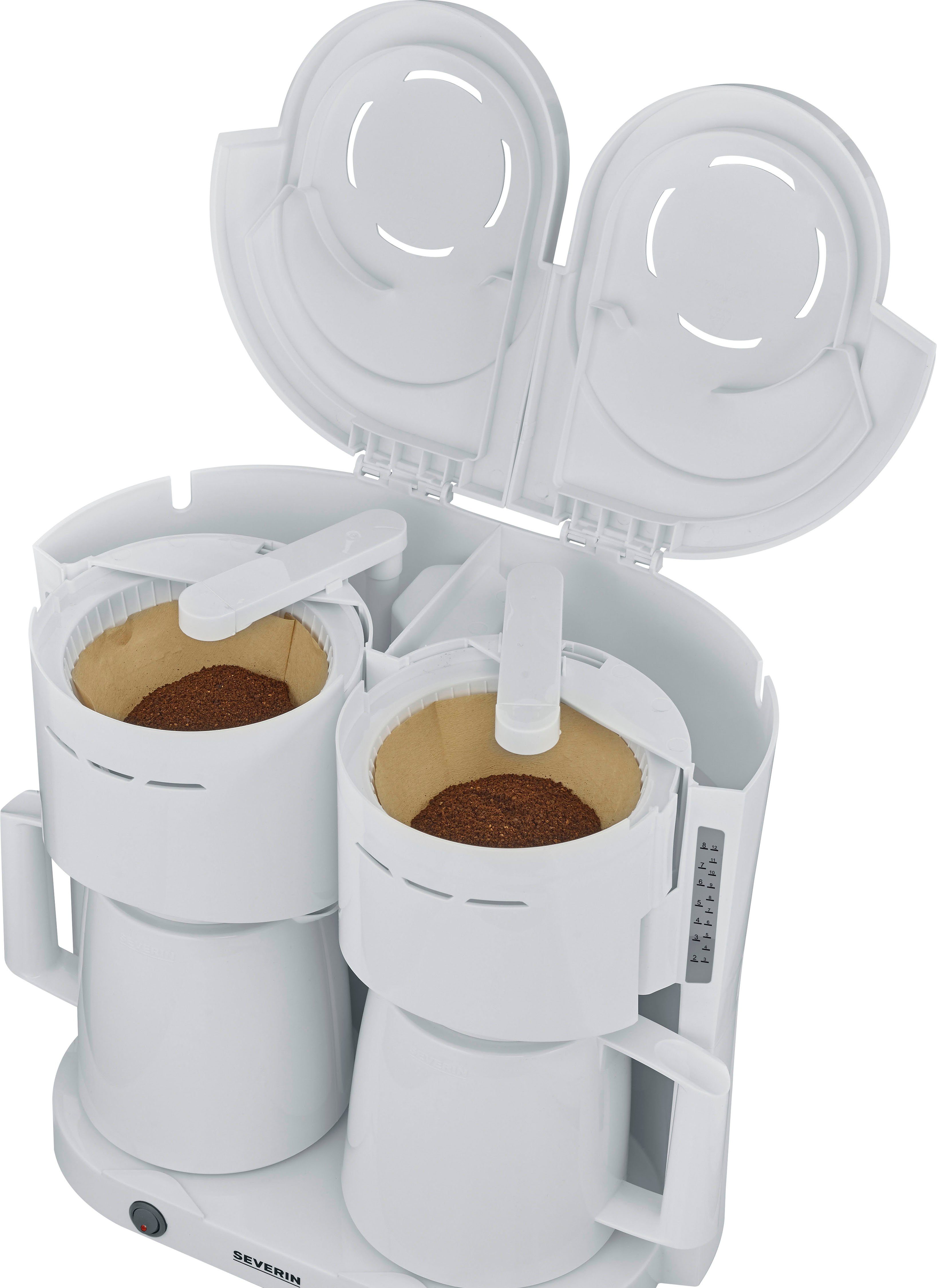 Severin Filterkoffieapparaat KA 9314 Duo filter koffiezetapparaat met 2 thermoskannen, 1 l