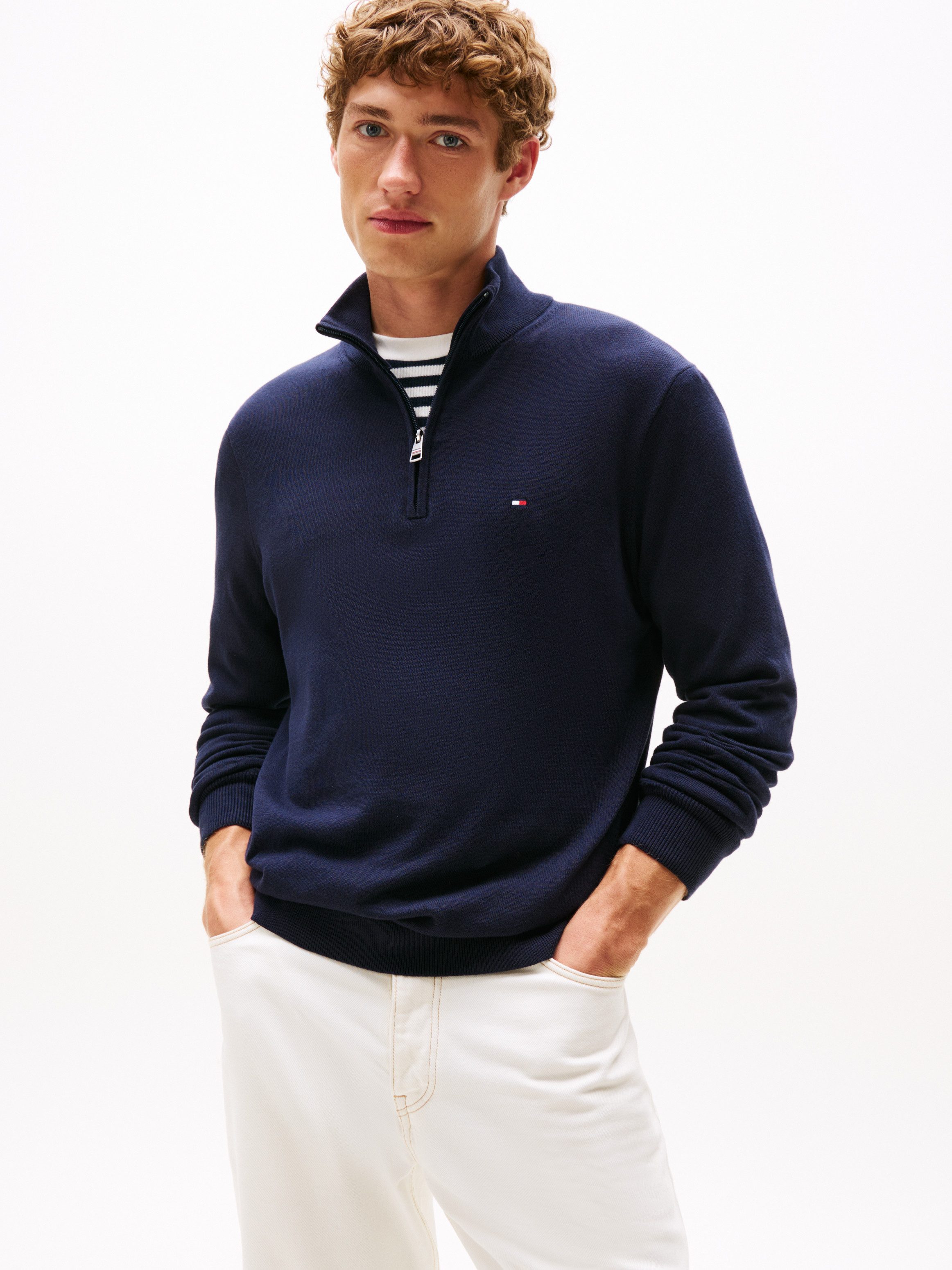 Tommy Hilfiger Schipperstrui ESSENTIAL COTTON ZIP MOCK