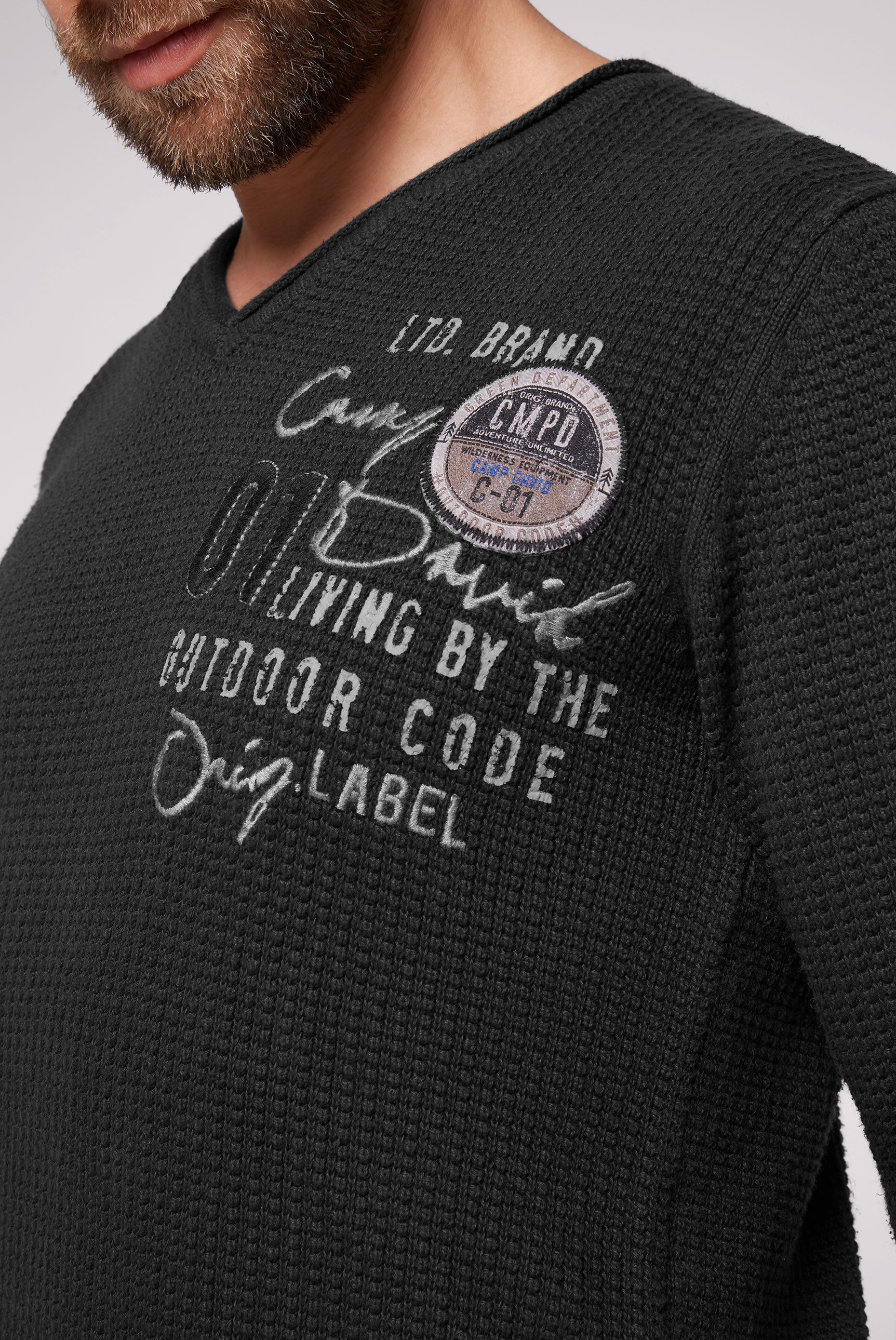 CAMP DAVID Gebreide trui met logoprint