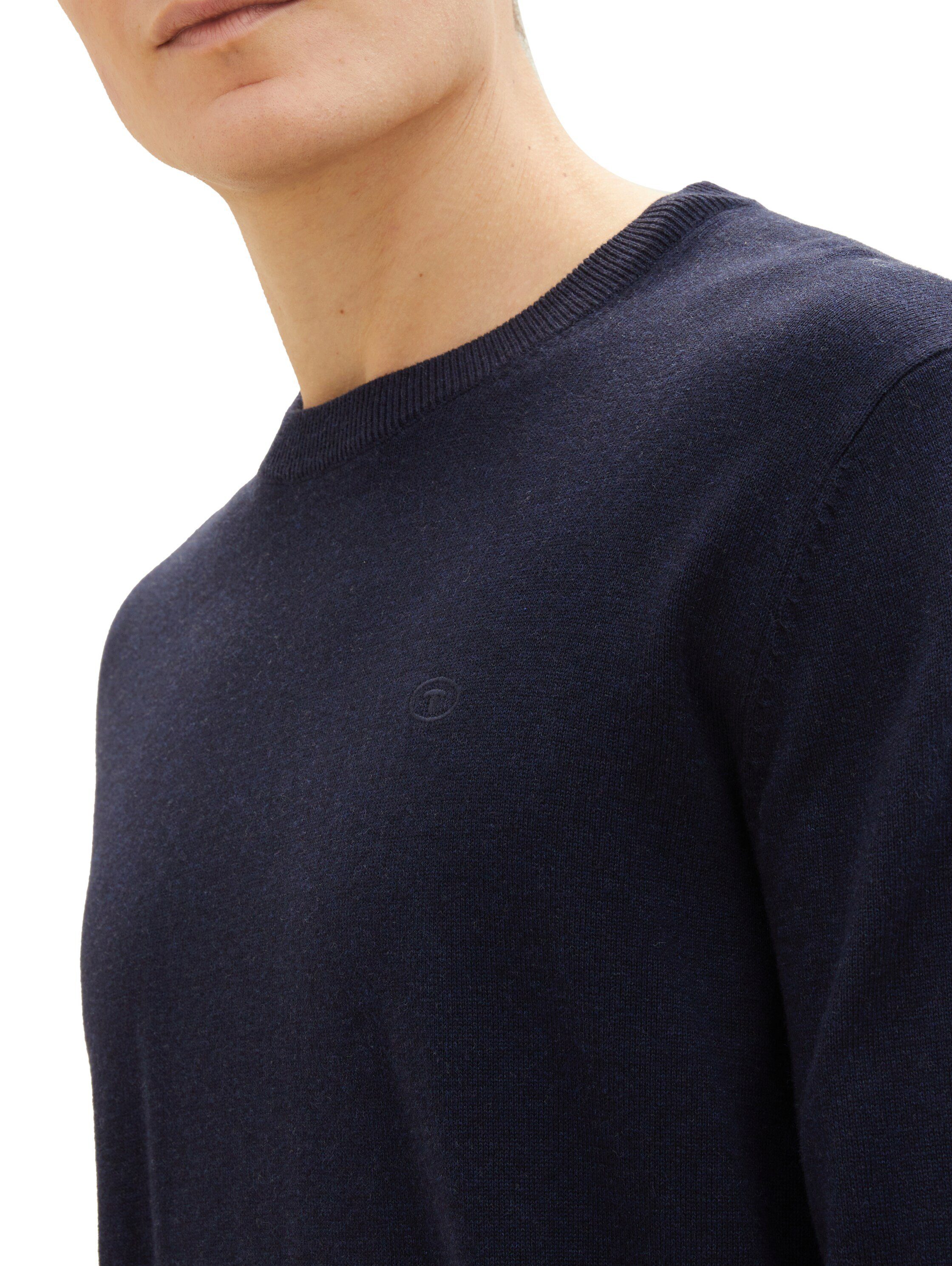 Tom Tailor Trui met ronde hals met geborduurd logo