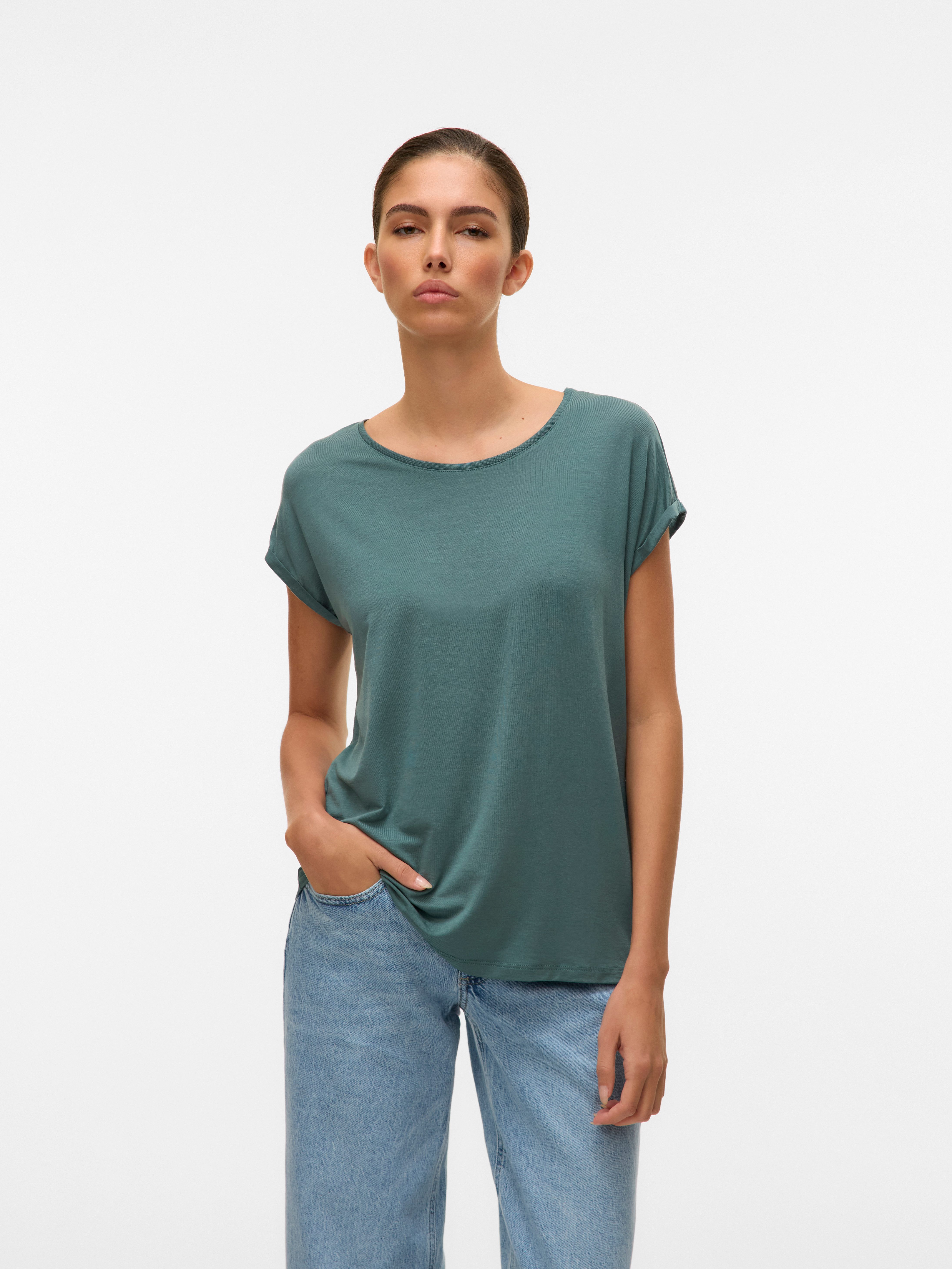 Vero Moda Shirt met ronde hals VMAVA PLAIN SS TOP GAJRS NOOS