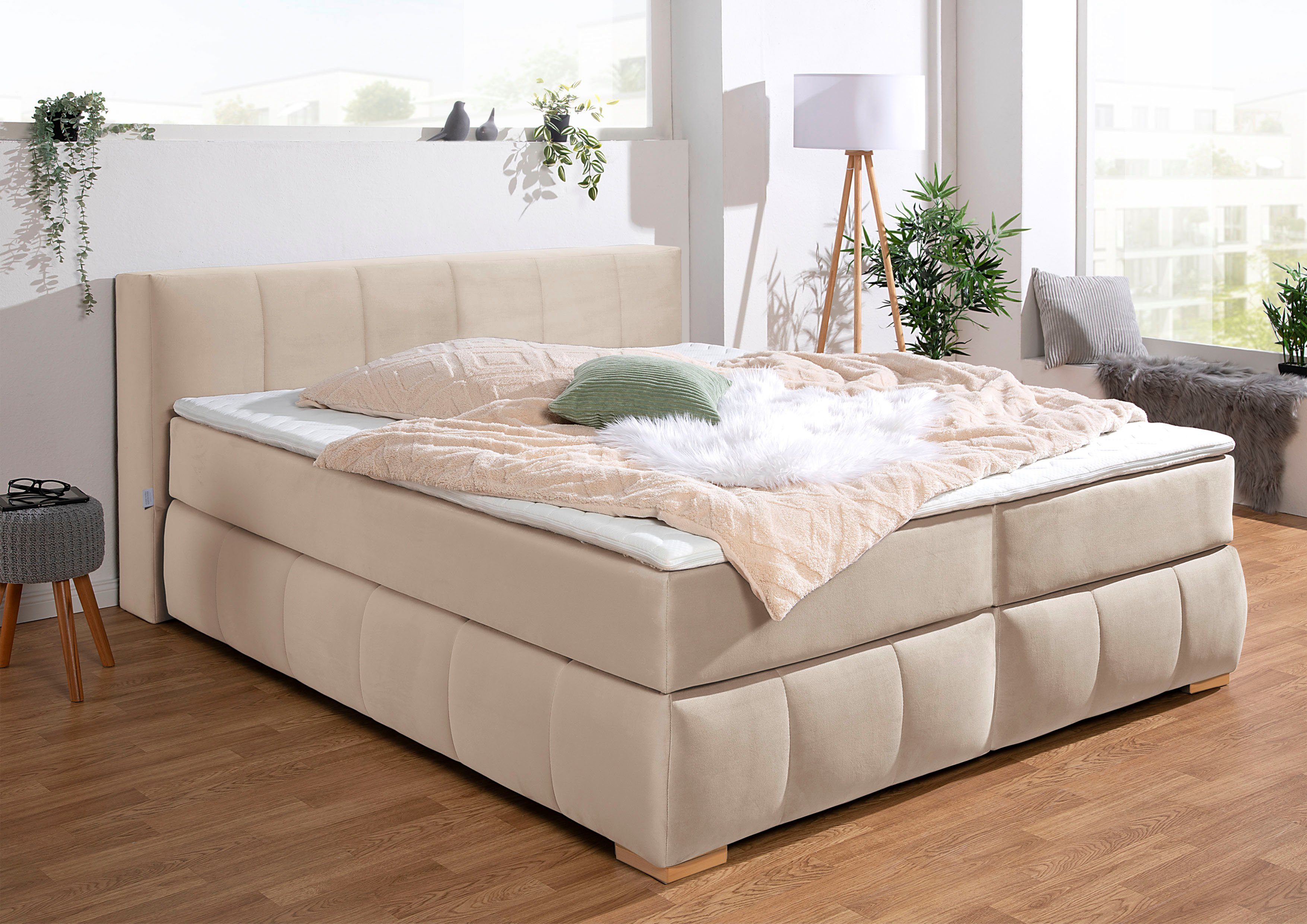 Guido Maria Kretschmer Home&Living Boxspring Chelles incl. koudschuim matrastopper, in 5 breedtes en 3 matrastypes boxsprings beige