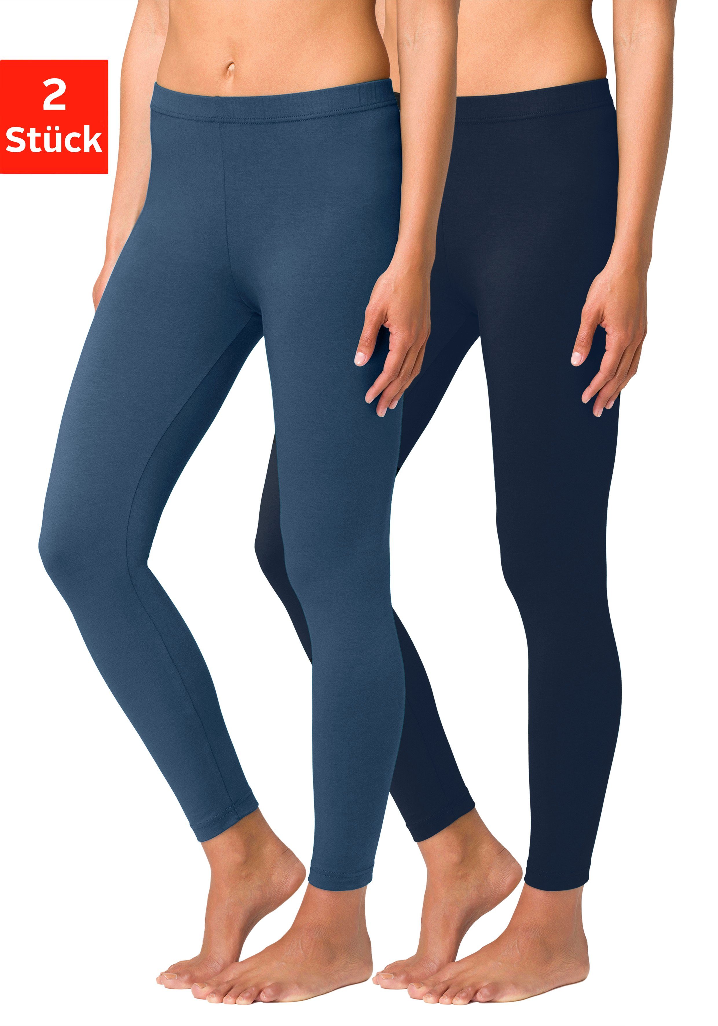 vivance active Legging met rubberen tailleband, loungewear (2-delig, Set van 2) dames broeken maat 32/34 blauw